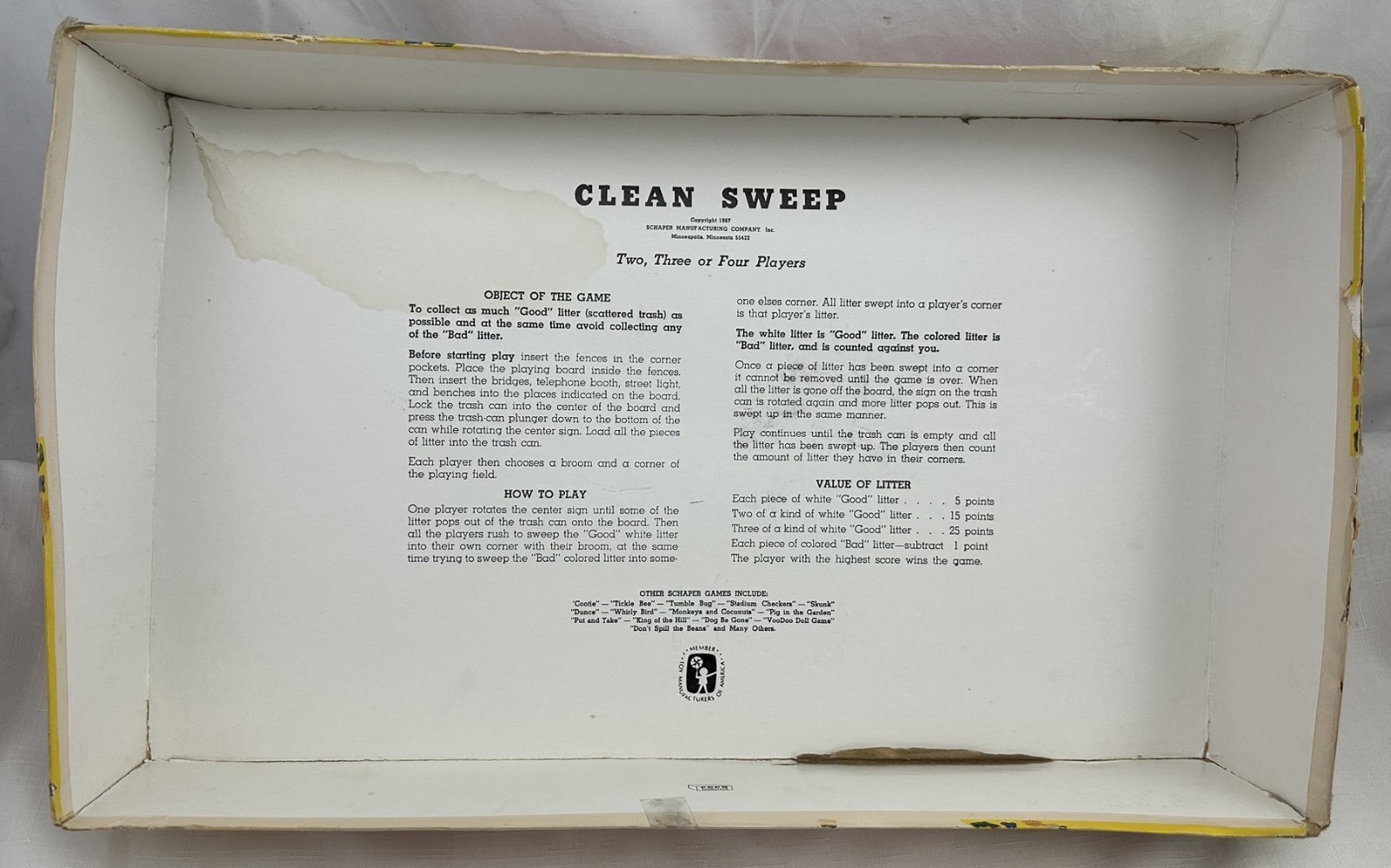 1967 Clean Sweep Game by Schaper Complete in Good Condition FREE SHIPPING