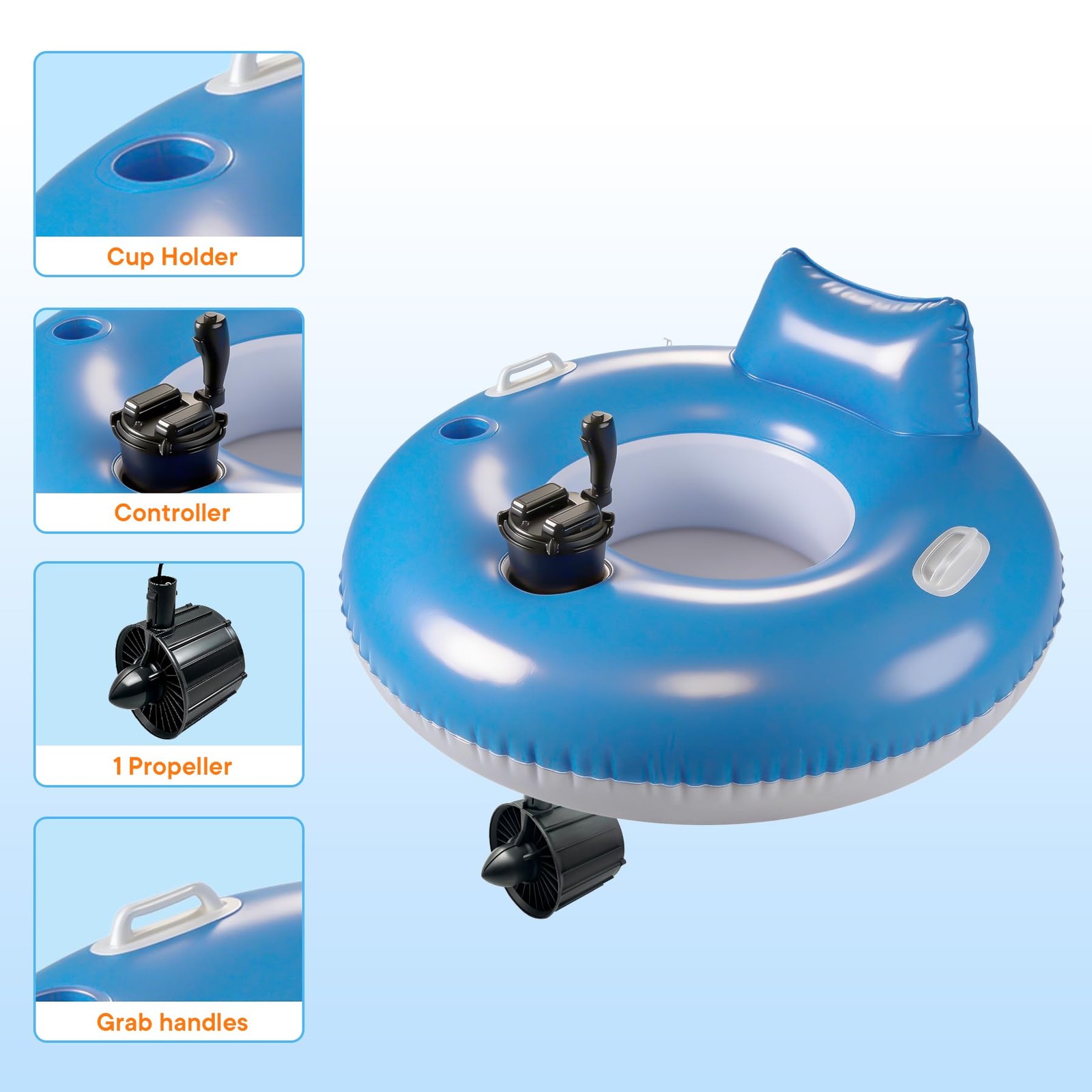 Motorized Pool Float Adults Rechargeable Cup Holder Backrest Heavy Duty Floats