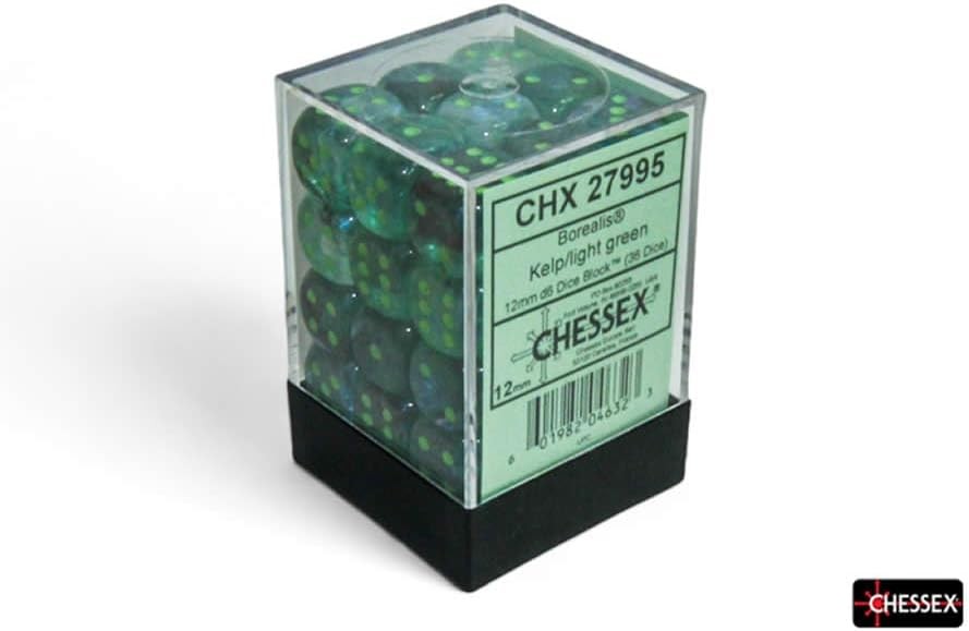 Chessex – Borealis 12mm D6 Dice Block – Kelp