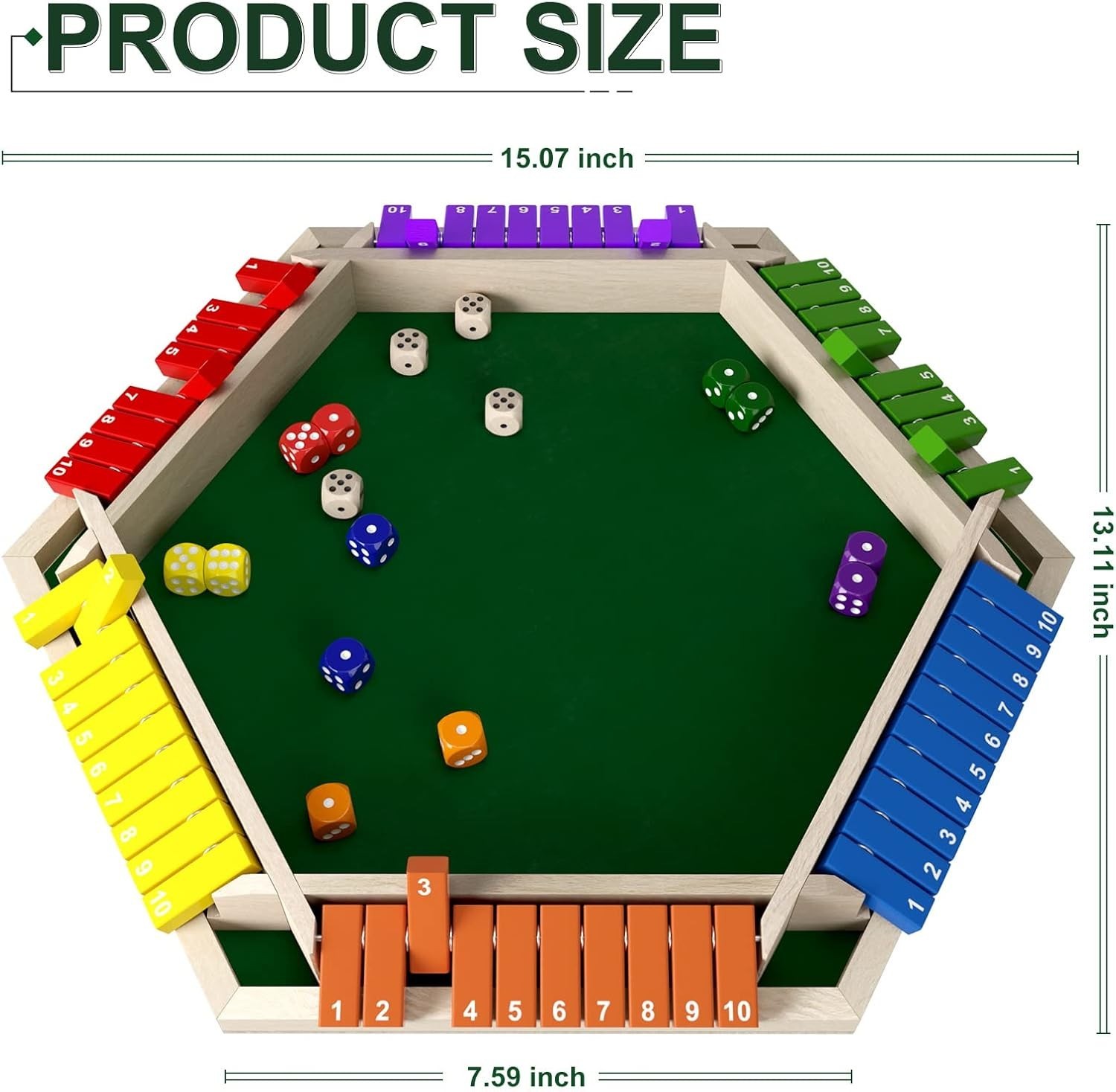 1-6 Players Shut The Box Dice Game, Wooden Board Table Math Game with 16 Dice…