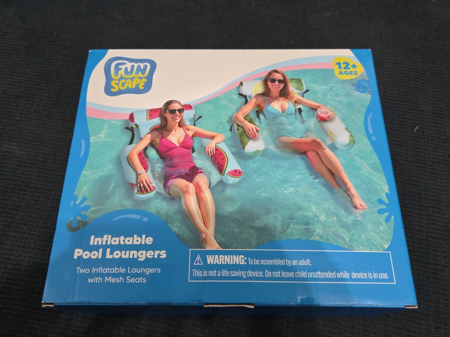 Inflatable Pool Floats Chairs 2 Pack Heavy Duty Fruit Pattern Funscape Adult