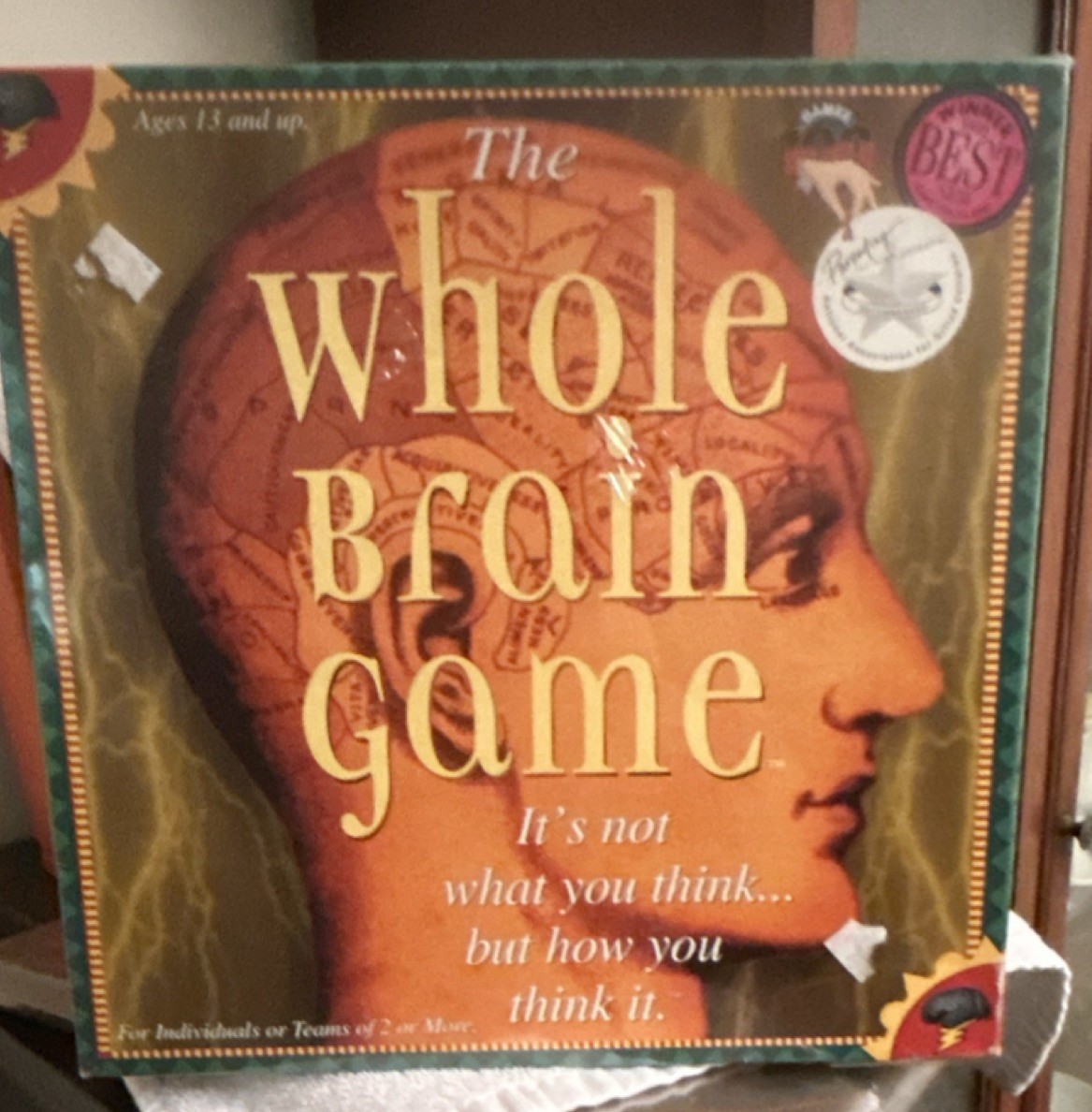 Talicor The Whole Brain Game Board Game, 2+ Players, Ages 13+, 2001, Awards