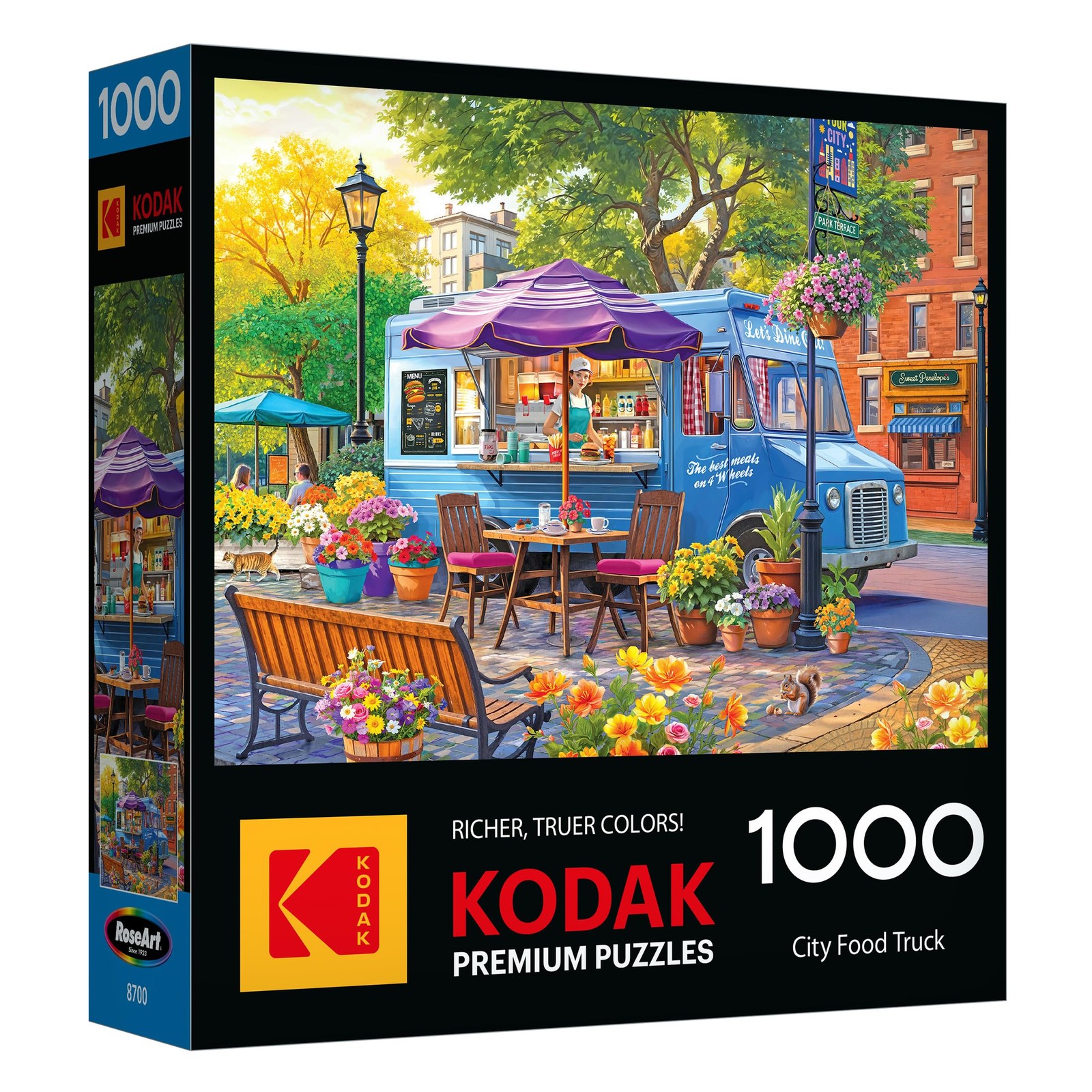 Jigsaw Puzzle 1000 Piece City Food Truck Vibrant Restaurant Scene RoseArt Kodak