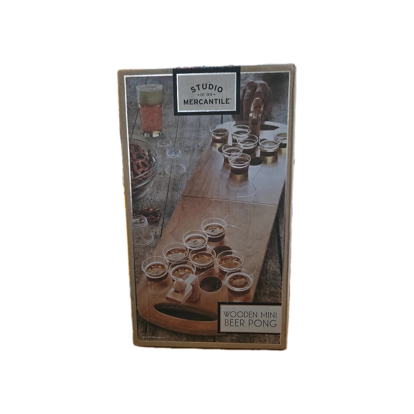 WOODEN MINI BEER PONG PARTY GAME BY STUDIO MERCANTILE