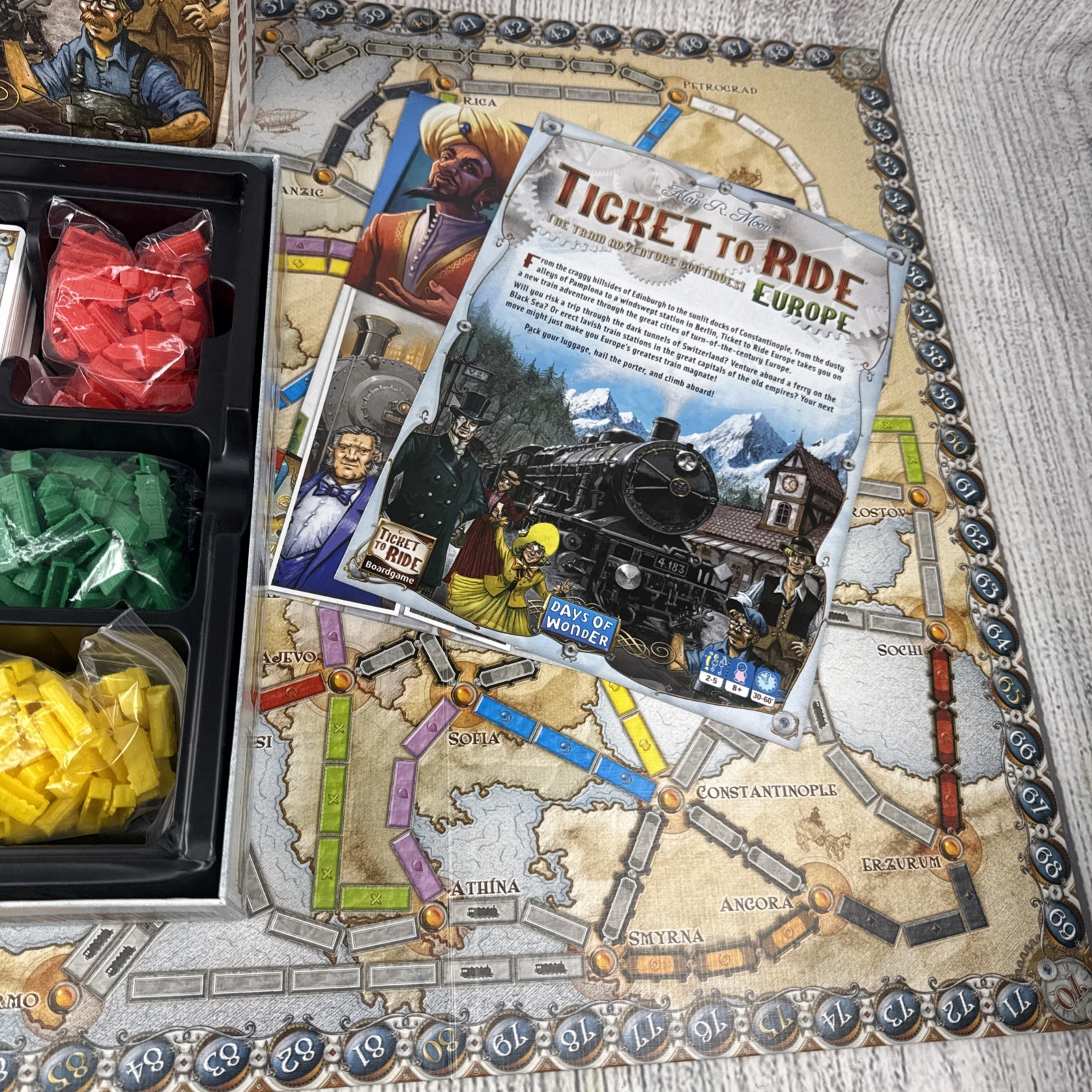 Ticket To Ride Europe Board Game – 100% Complete – 2012 Days of Wonder – Clean