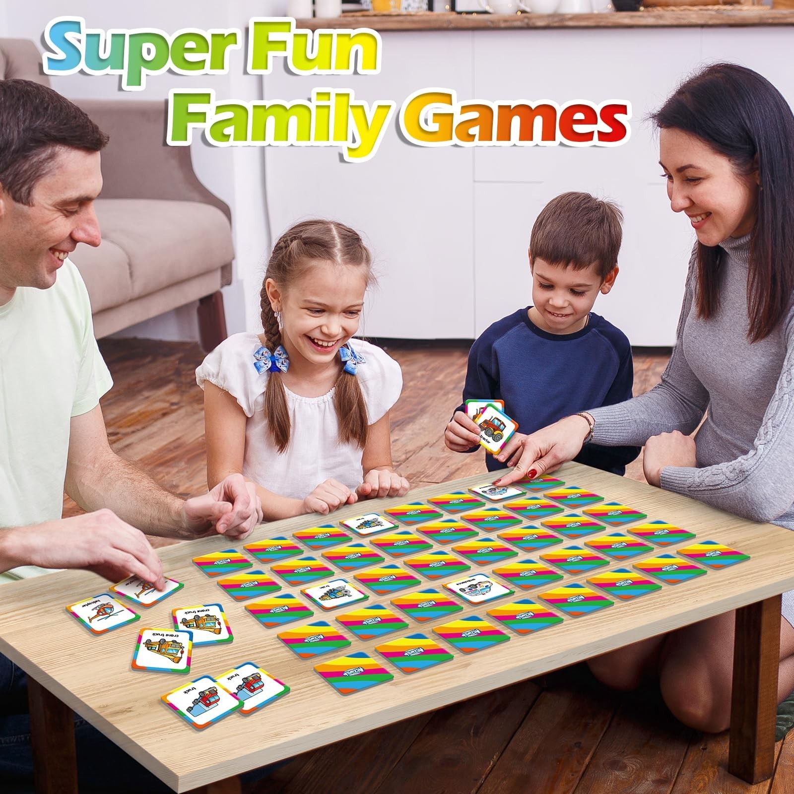 48 Pcs Vehicle Memory Match Game for Kids 3-6, Educational Flash Cards, Toddler