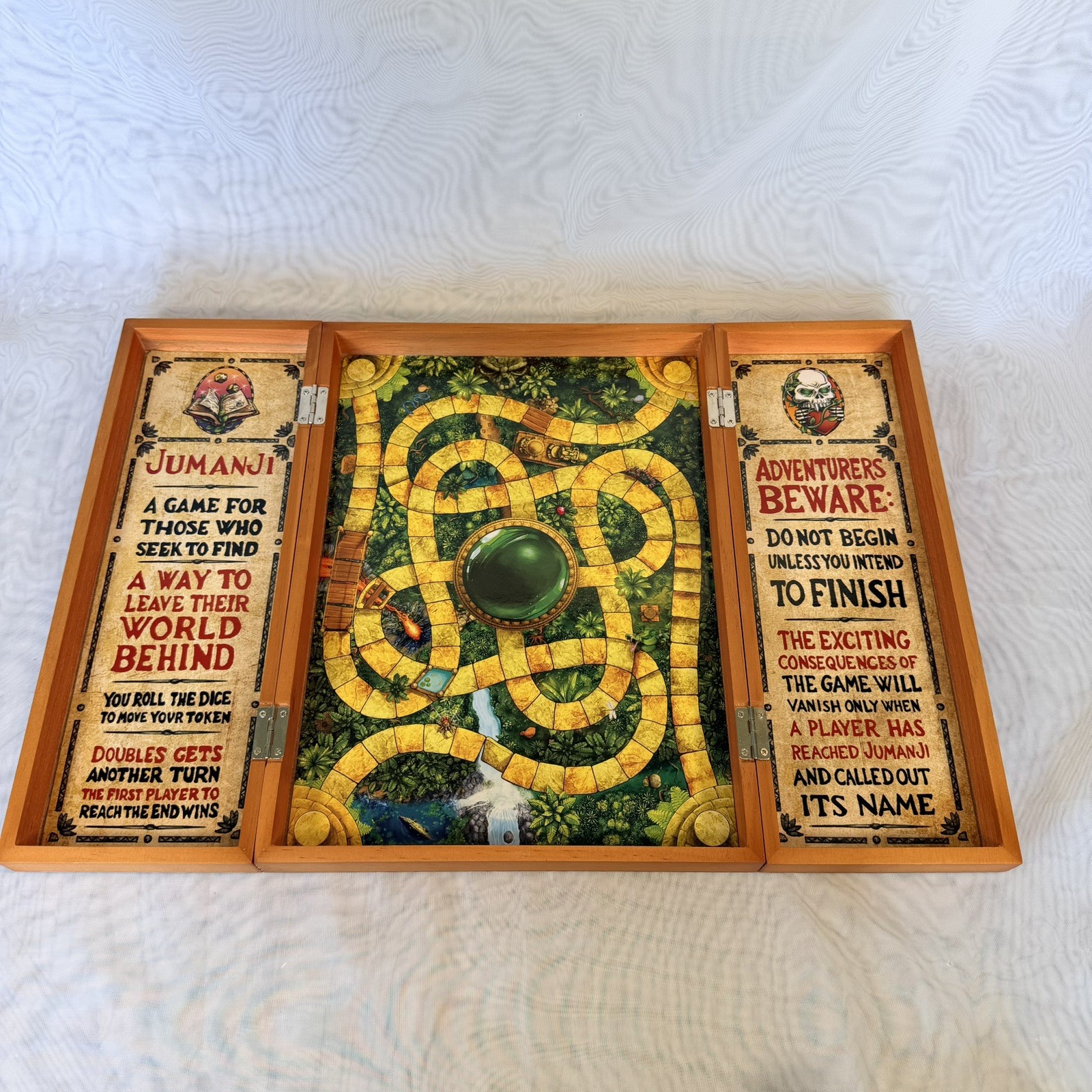 Jumanji The Game Real Wooden Box Edition of the Classic Adventure Game Complete