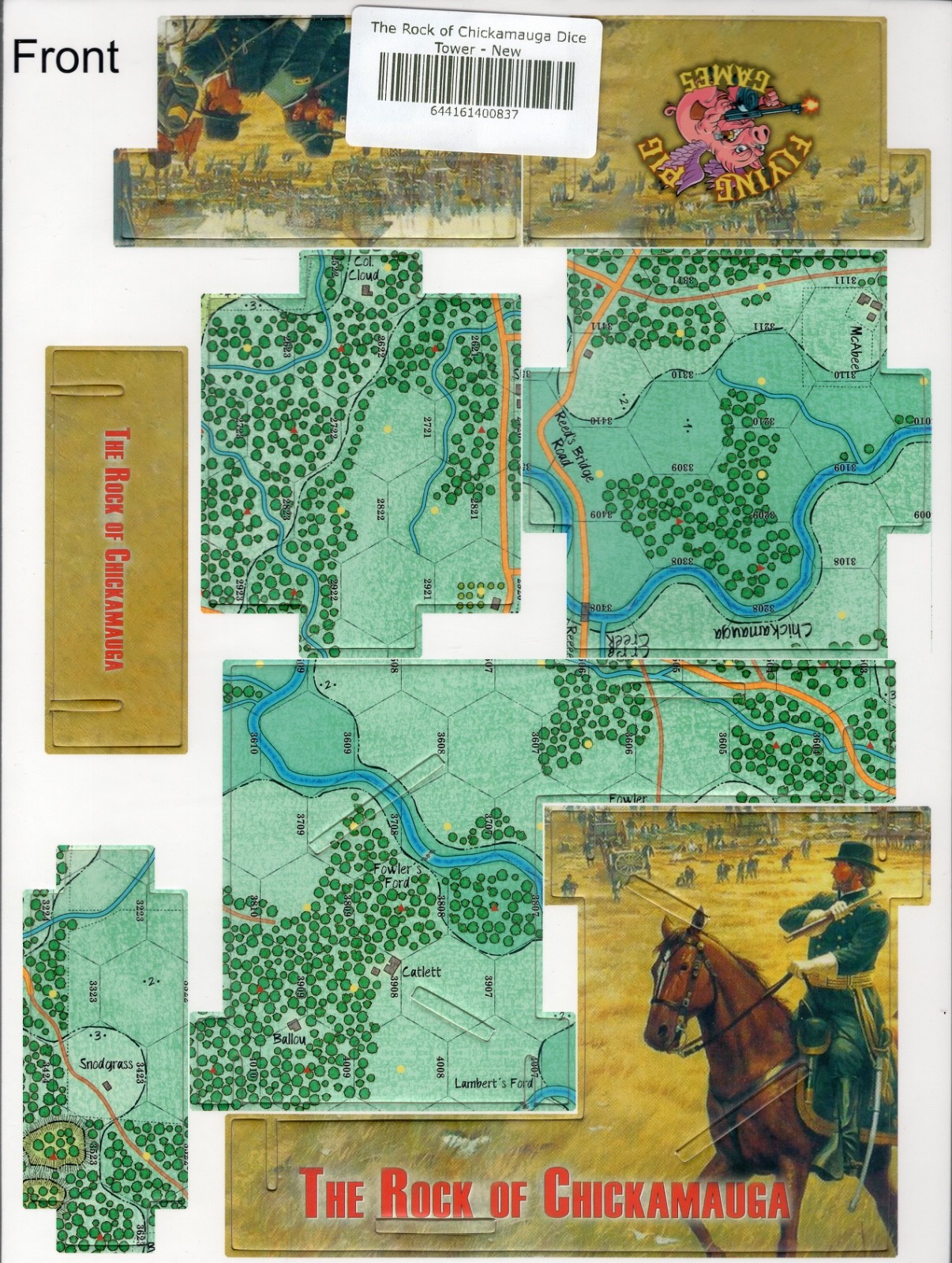 The Rock of Chickamauga Border strips and Cardboard dice tower Flying Pig Games