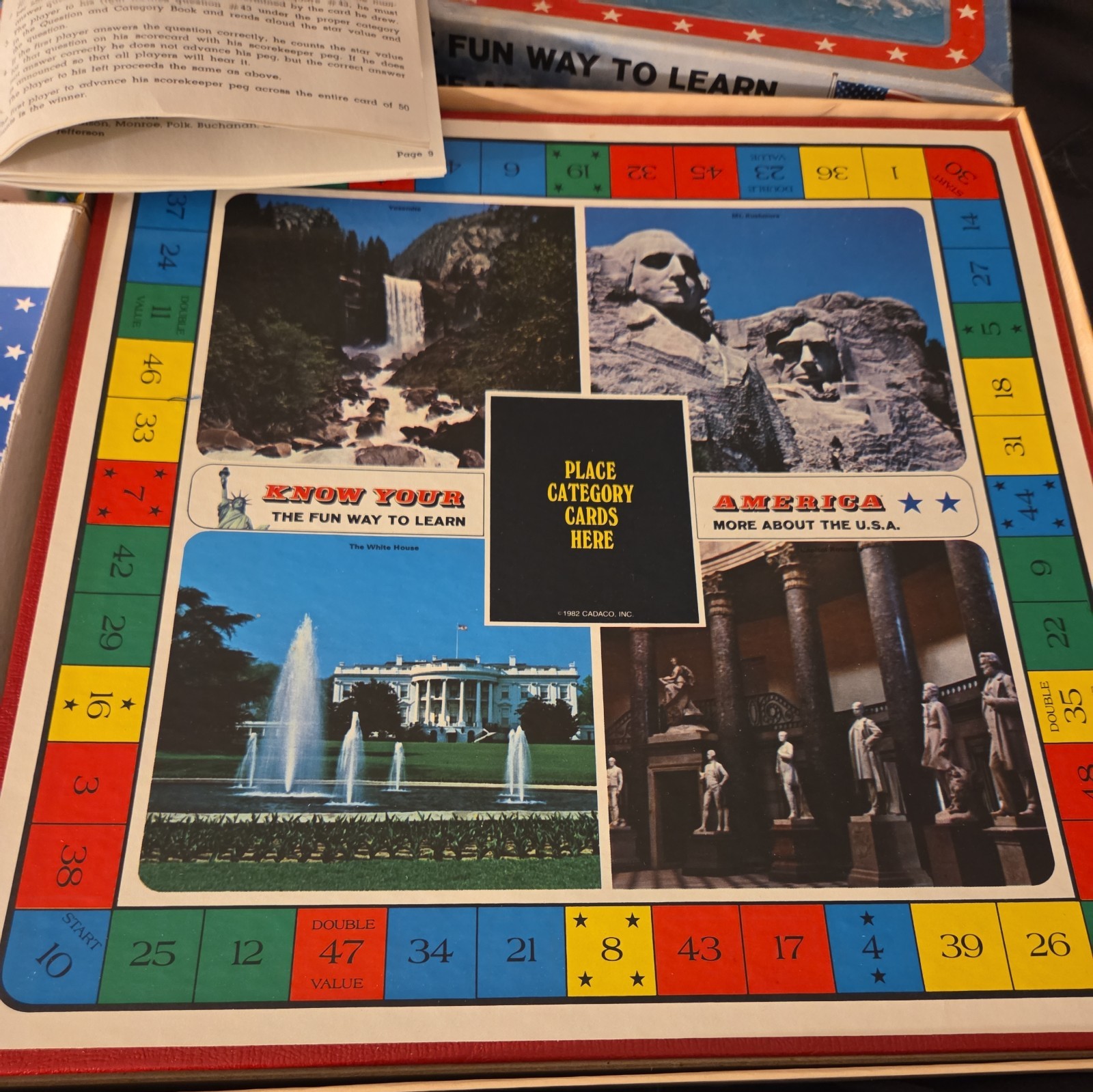 Know Your America Board Game Cadaco USA History Complete 1982 Vtg Unpunched