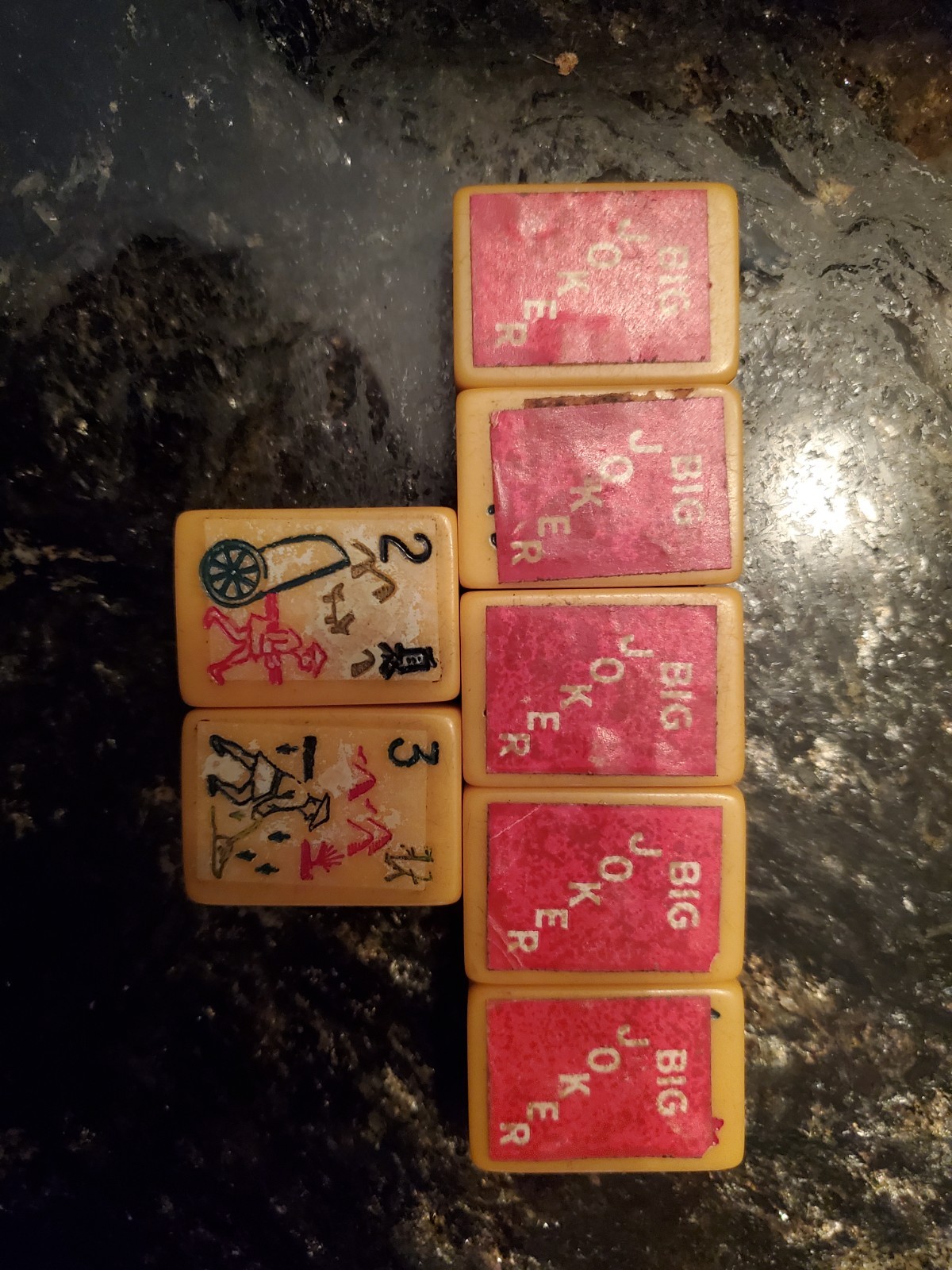 Vtg 1940s Cardinal Mahjong Set Green Alligator Case Standing Pheasant 164 Tiles
