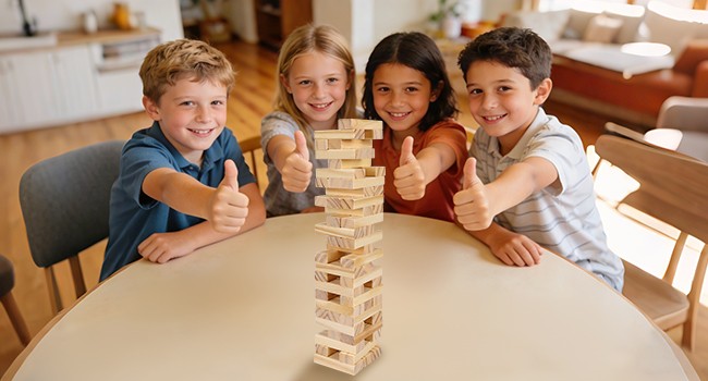 Tumble Tower Game for Kids and Adults – 54Pcs Classic Wood Block Stacking Game