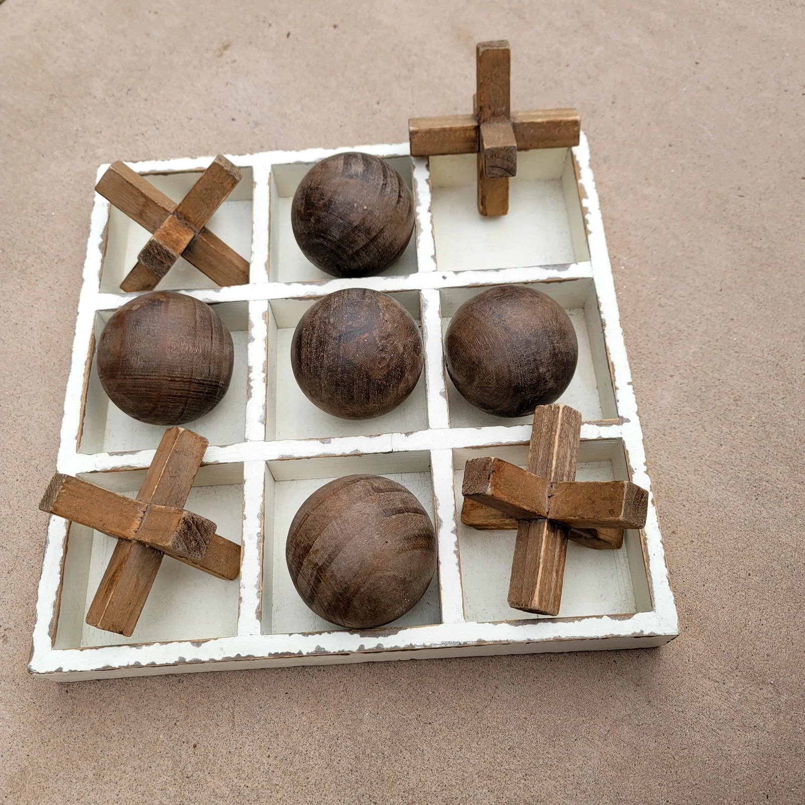 Vtg Pier 1 Imports Wooden Tic Tac Toe Table Game Heritage French Cottage