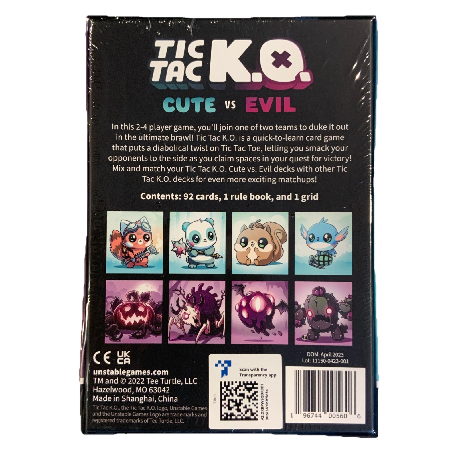 Tic Tac KO Cute vs Evil Card Game 8+ K.O. 2-4 Players Unstable Games/New Sealed