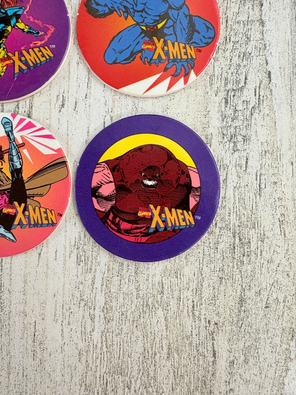 X-men Hero Caps Lot 4 Lenders Bagels Wolverine Jean Grey Beast Gambit Pog 1995