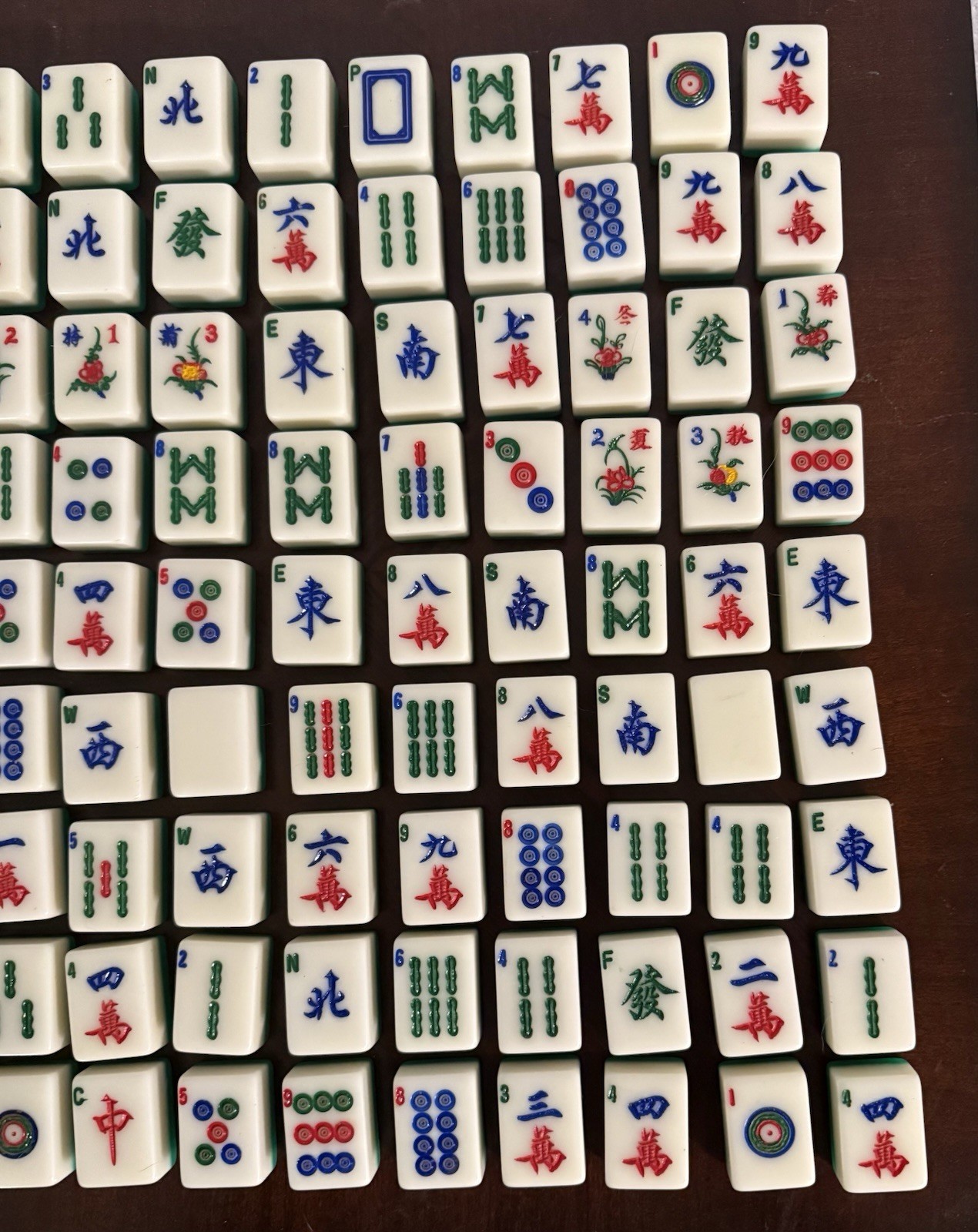 Vintage Mahjong Game Set of 148 Replacements Tiles 148 PCs Green And white