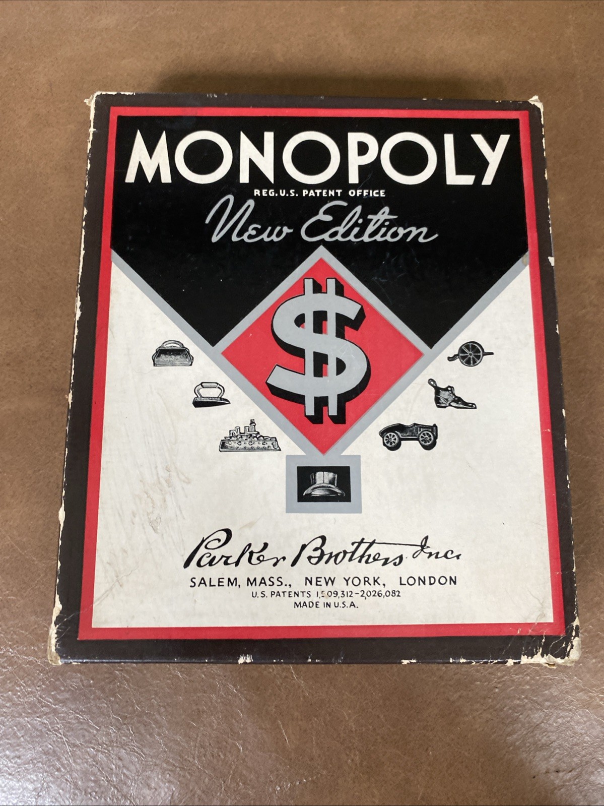 Rare Antique 1936 Edition Monopoly Game Small Black Box No Gameboard
