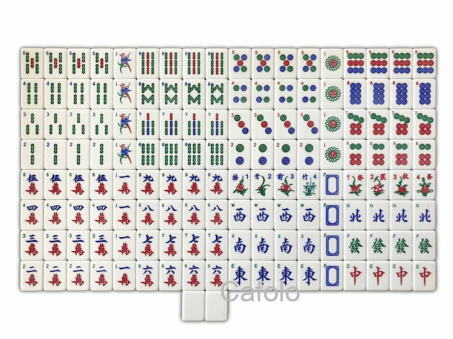 Chinese Mahjong Set X-Large 144 Numbered 1.5″ Tiles Majiang Mah-Jongg in Case