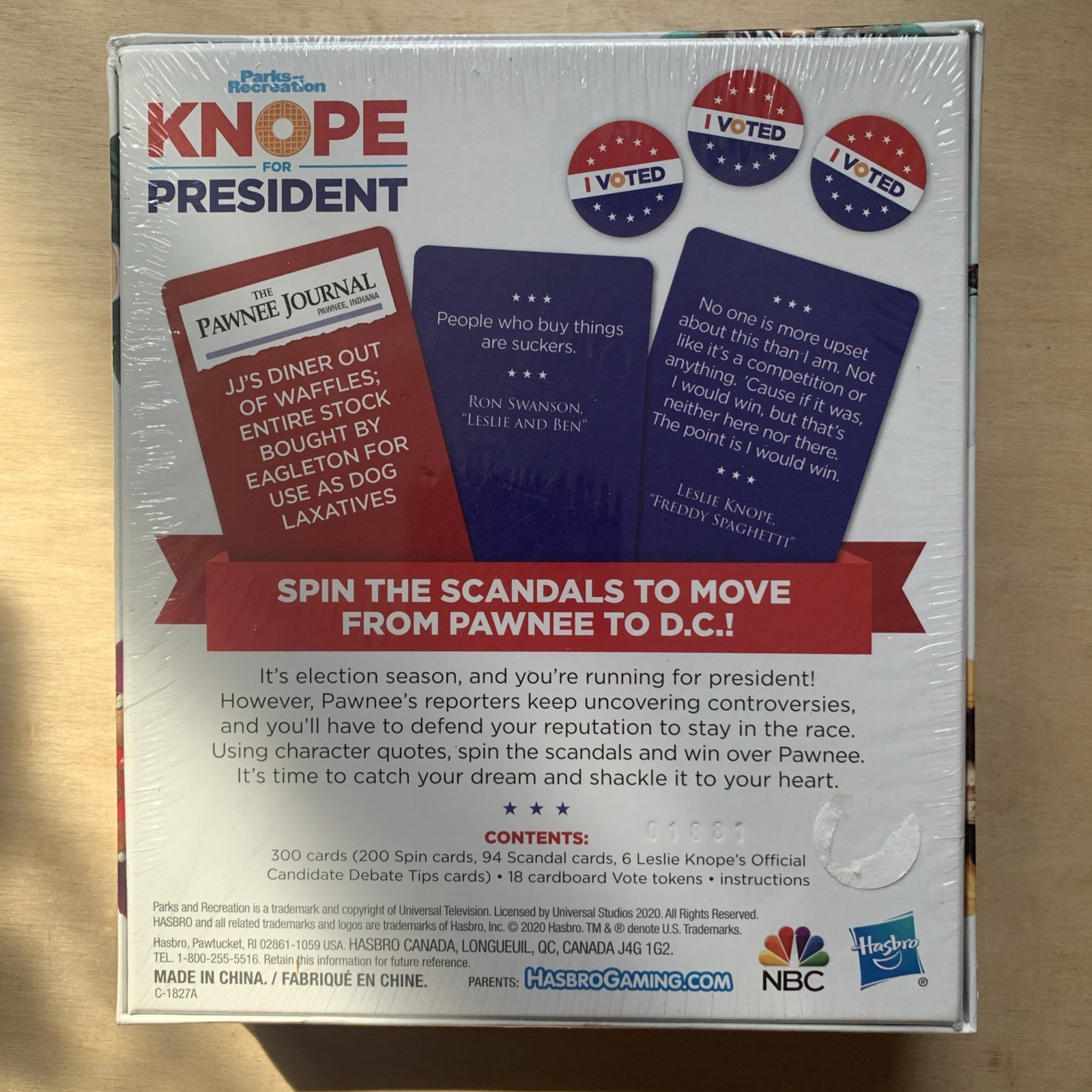 Knope For President Party Card Game NEW -NBC Parks & Recreation Hasbro Ages 16+