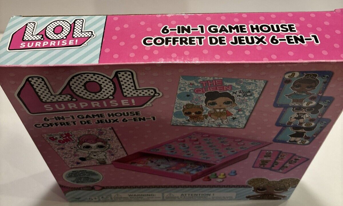 LOL Surprise 6 IN 1 GAME HOUSE Ages 5+ Checkers Dominoes & More Pink Sealed New