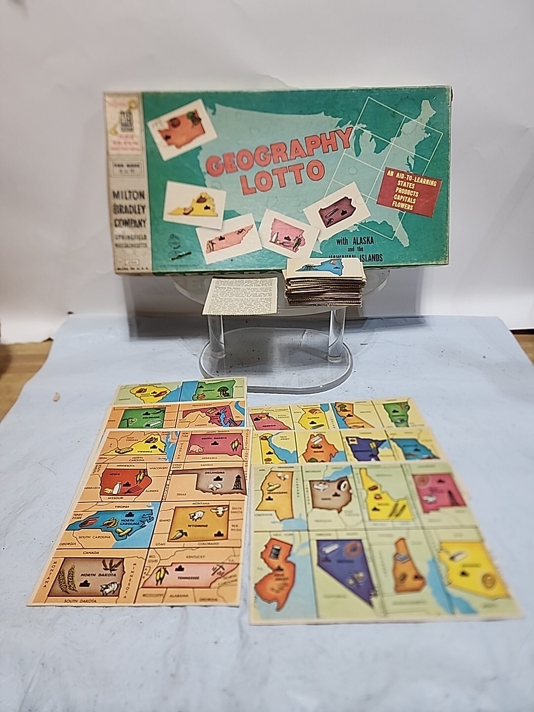 1956 Geography Lotto Game Vintage Milton Bradley 48 United States Complete