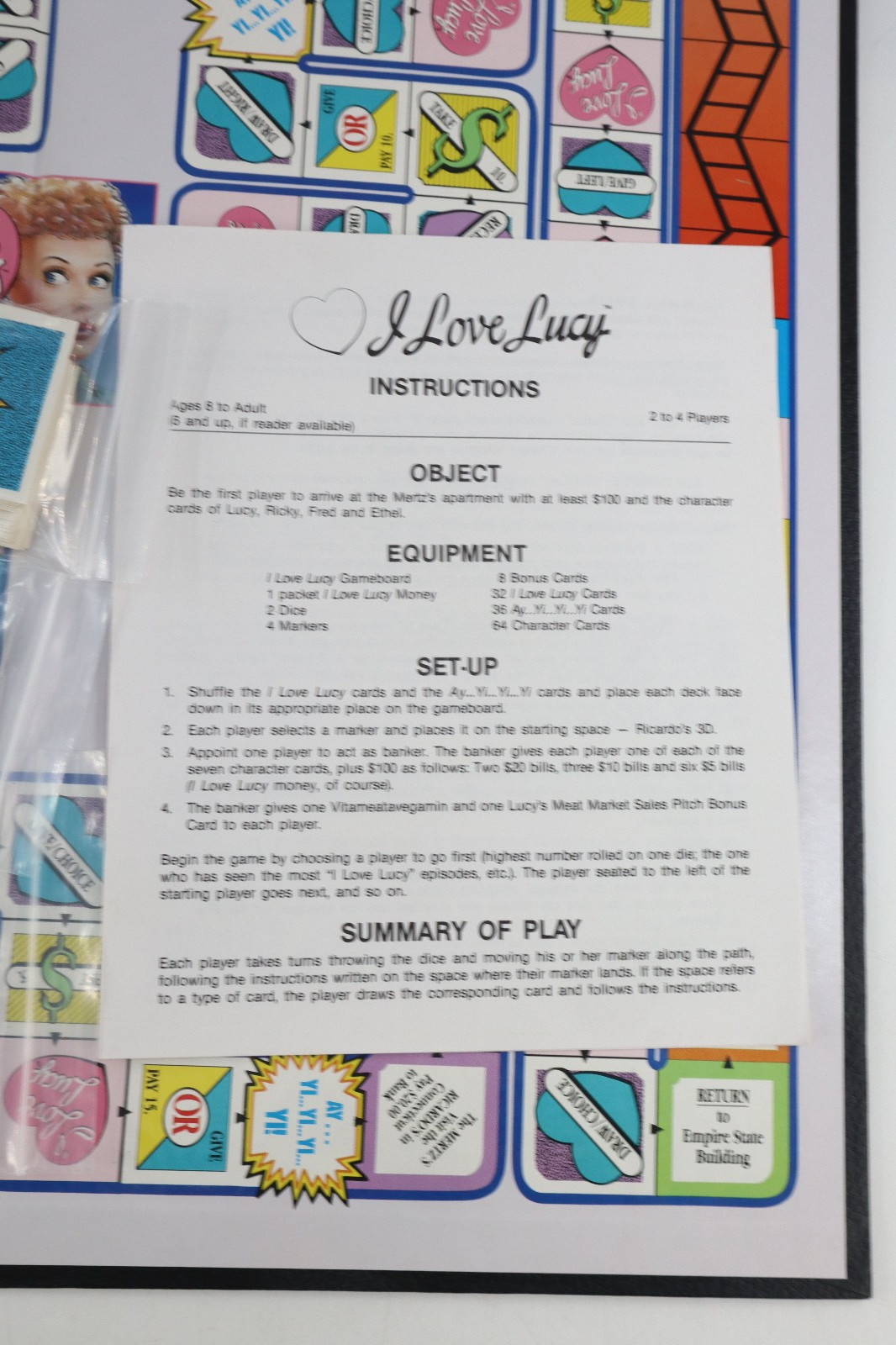 Vtg 1990 I Love Lucy Board Game Talicor 100% Complete