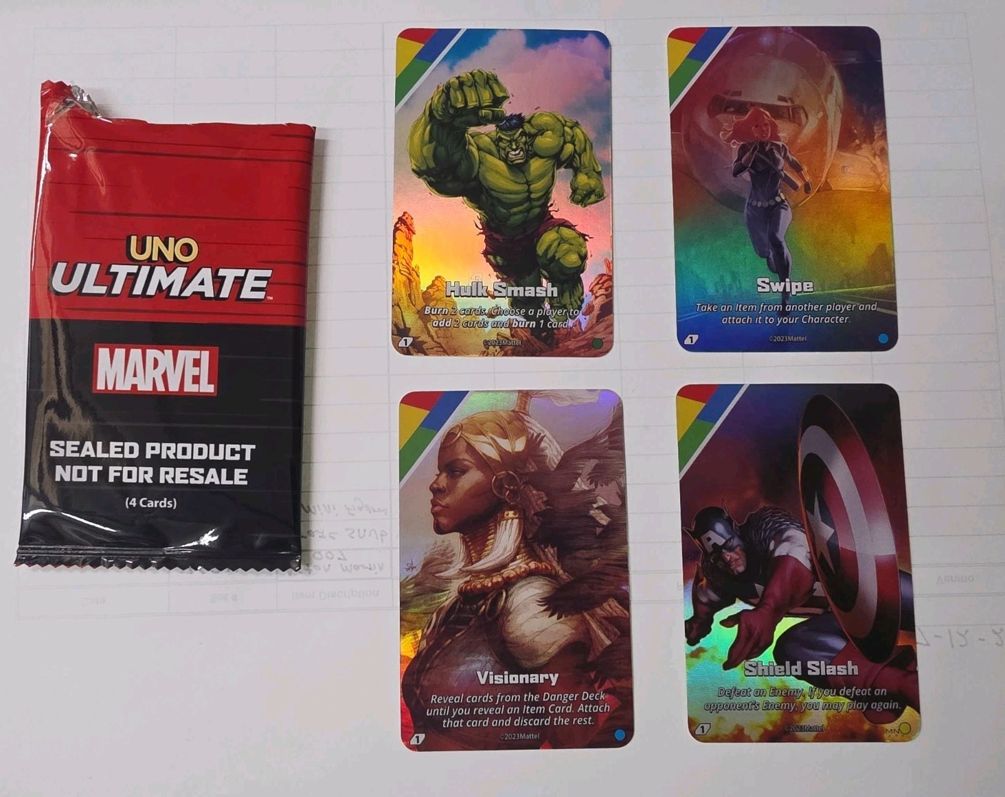 Marvel Card Game UNO Ultimate Marvel – 2023 4 Chase Foil Cards