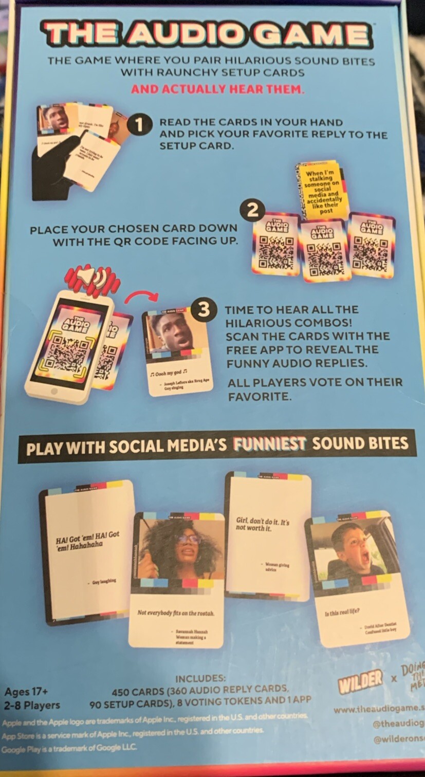 The Audio Game by Wilder Toys NEW Audio App Game 2 to 8 players New In Box