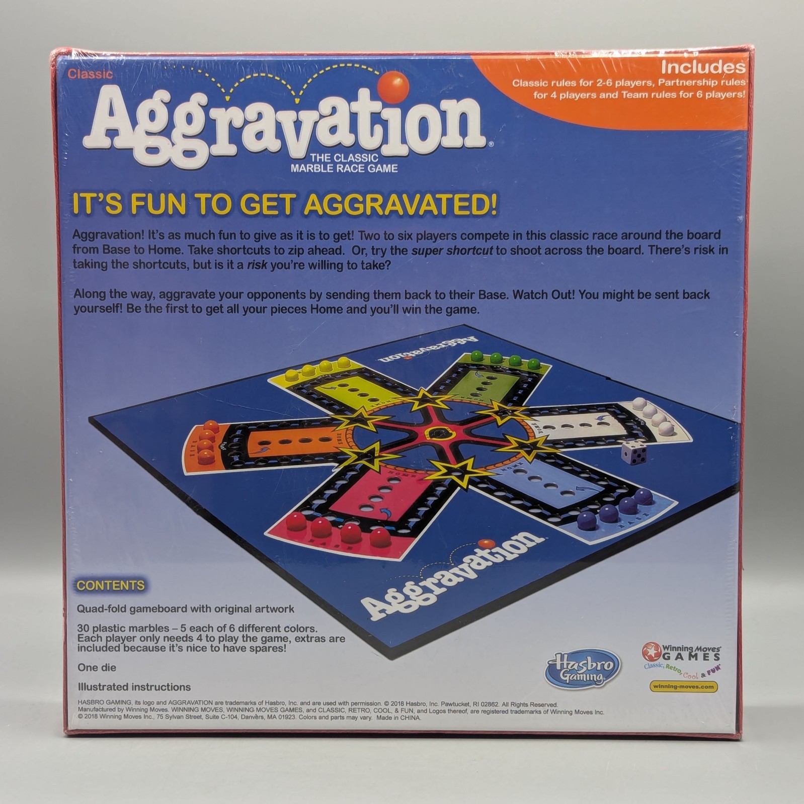 New Hasbro Aggravation The Classic Marble Race Board Game Ages 6+