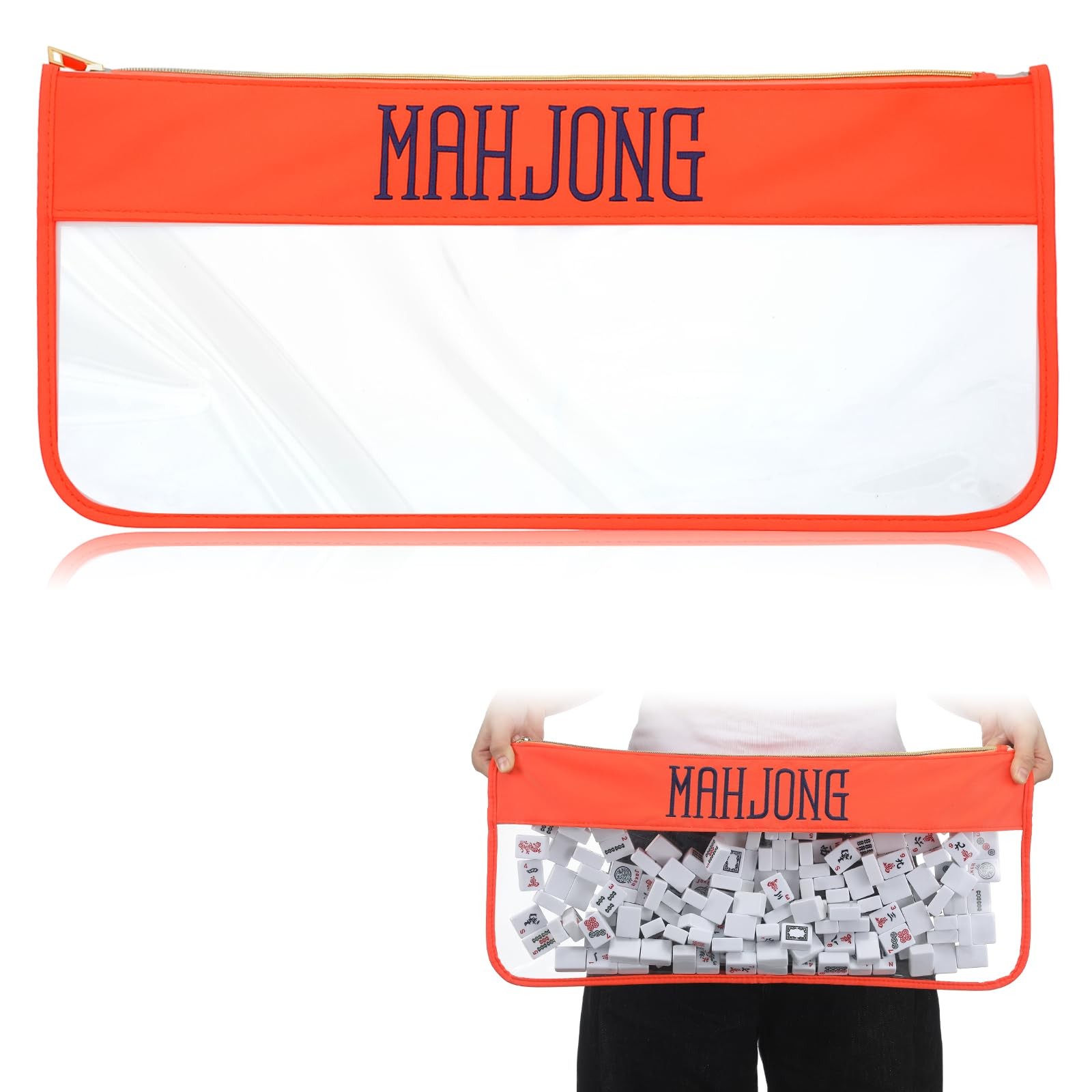 1 PCS Mahjong Bag – Empty Mahjong Tiles Bag Only with Zippered & Letters, Cas…