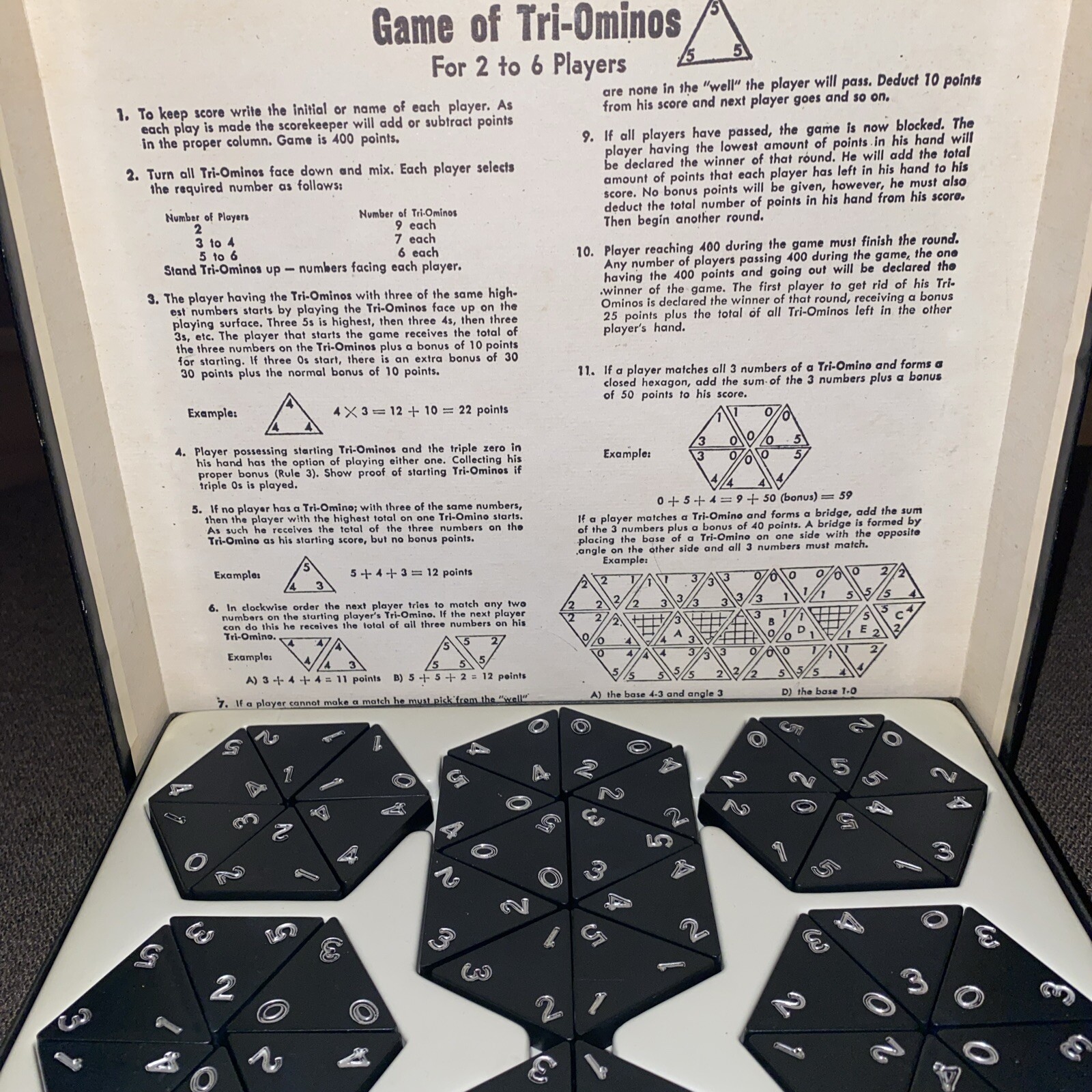 Vintage 1968 Pressman Tri-ominos The Triangle Domino Game # 4420 By Pressman Co.