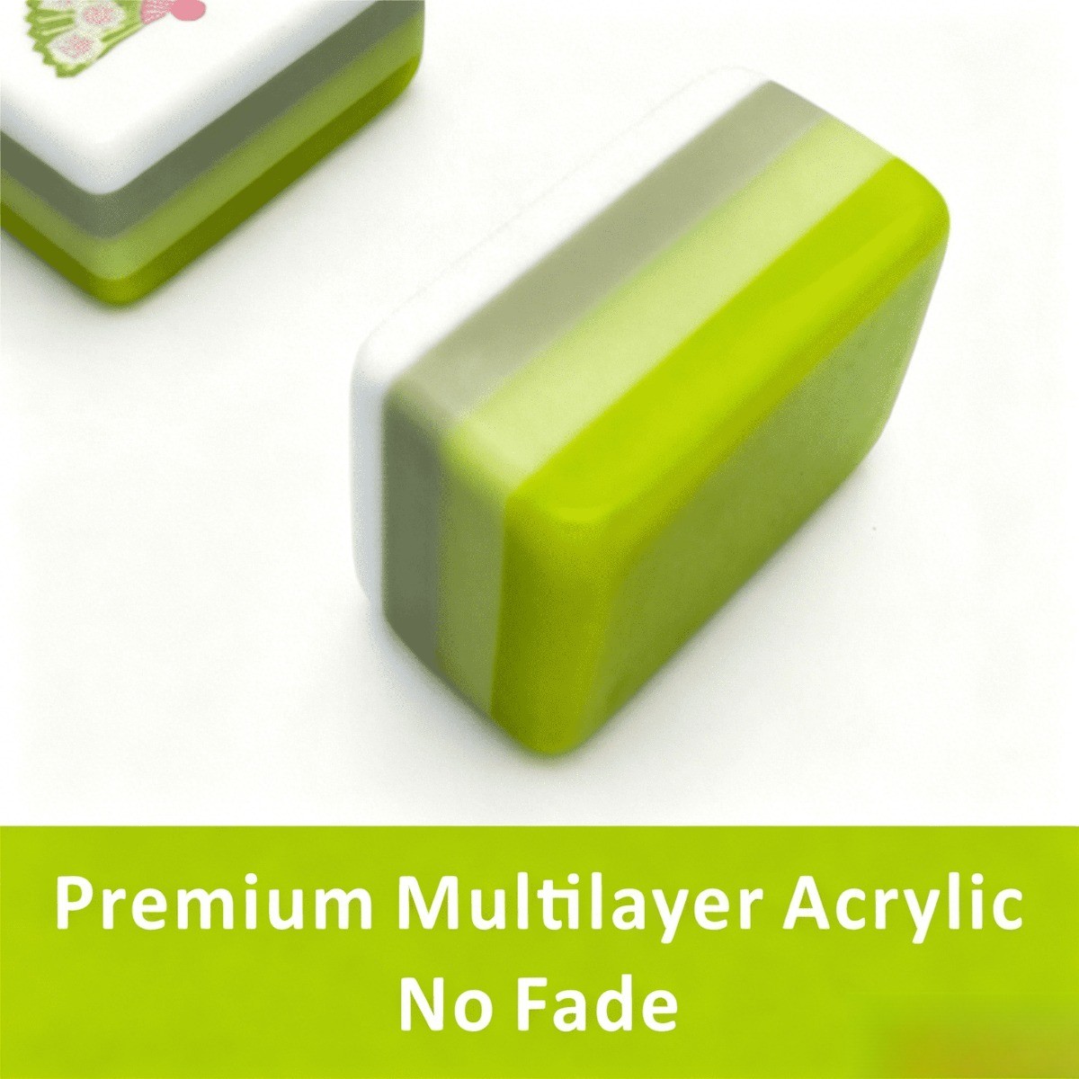 160 American Mahjong Tiles – 4-Layer Acrylic Engraved, Apple Green Theme Set