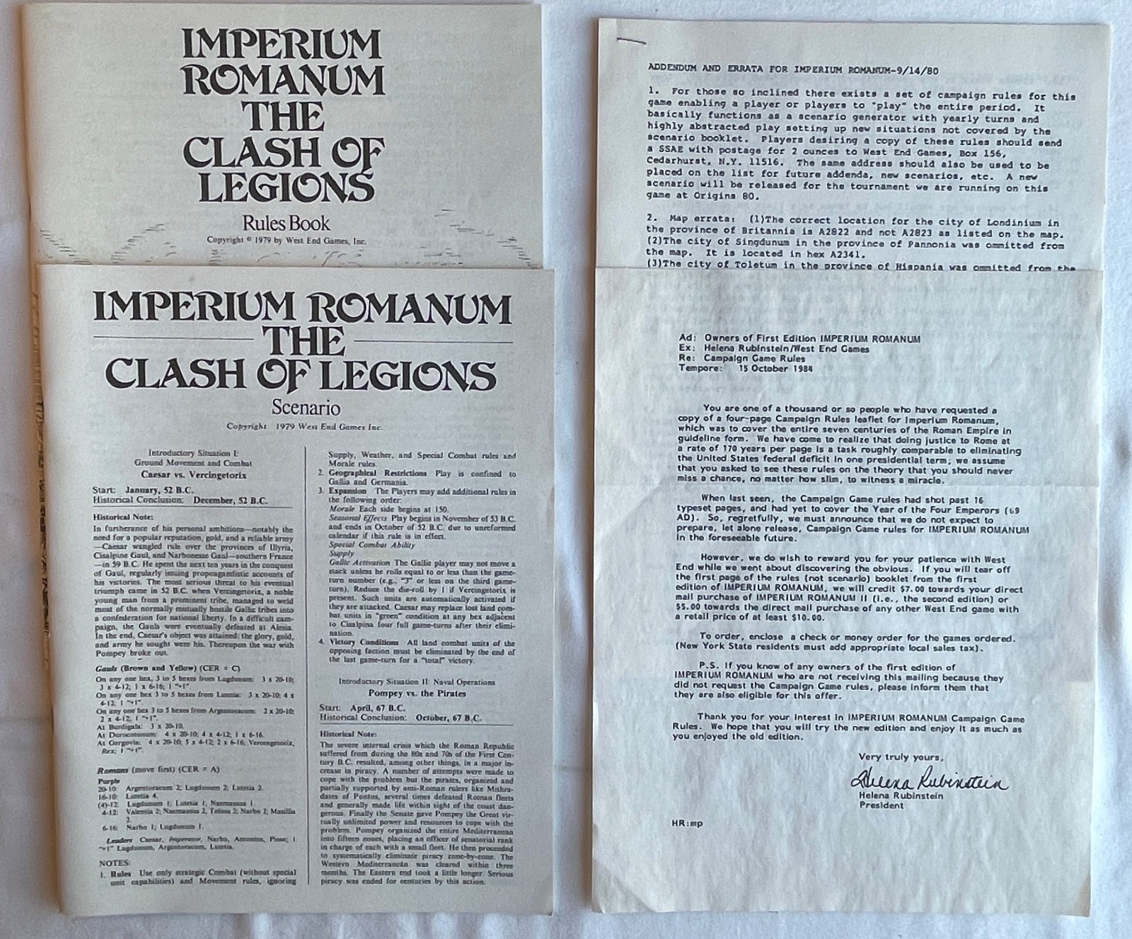 Imperium Romanum West End Games 1979 UNPUNCHED +errata VG+
