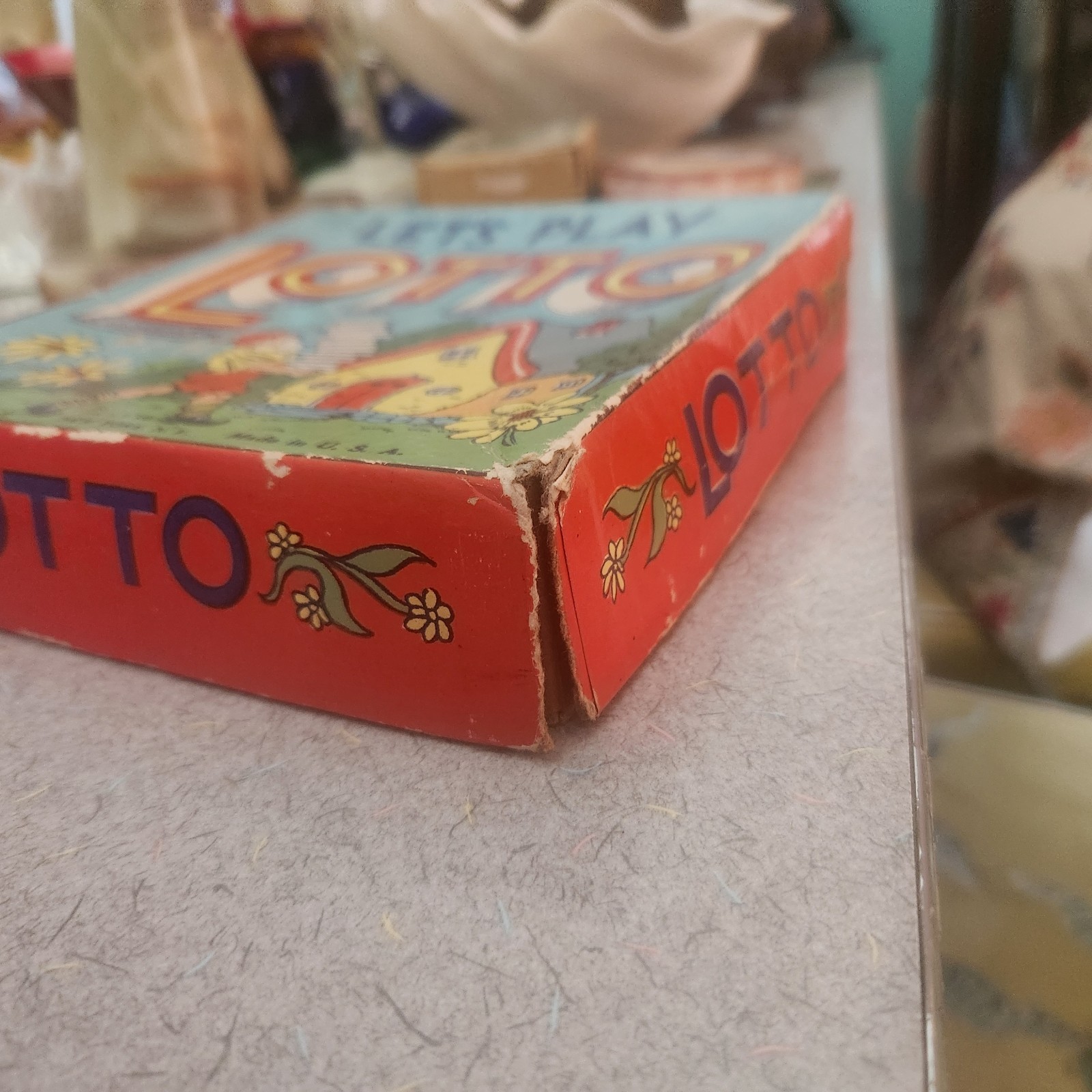 Vintage Let’s Play Lotto Game With Colorful Gnome Graphic On Box c. 1950s