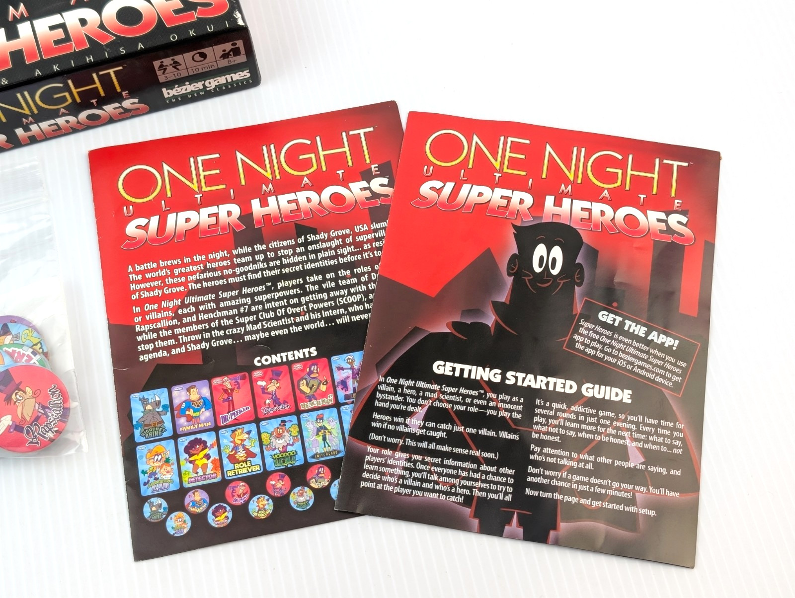 Bezier Games One Night Ultimate Super Heroes Card Game 100% COMPLETE