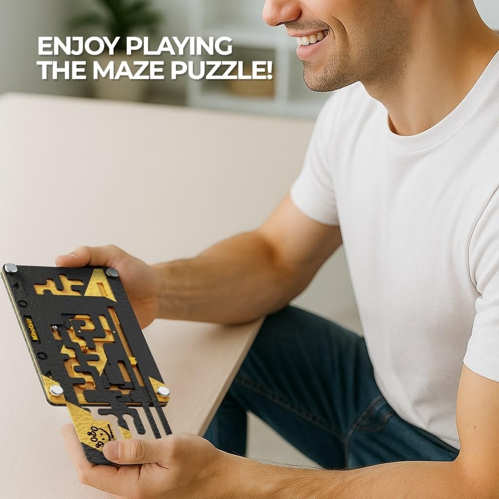 Wooden Labyrinth Board Game – 2-in-1 Double-Sided Marble Maze with 2 Balls & …