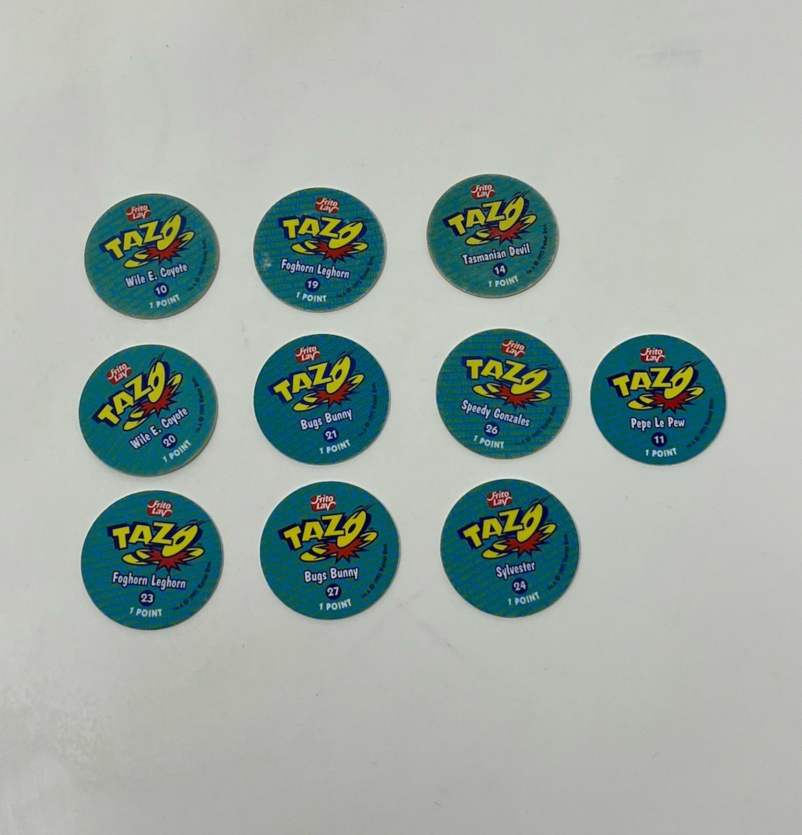 Lot Of 10 Pogs Tazos 1995 Looney Tunes Vintage Chetoos Sabritas
