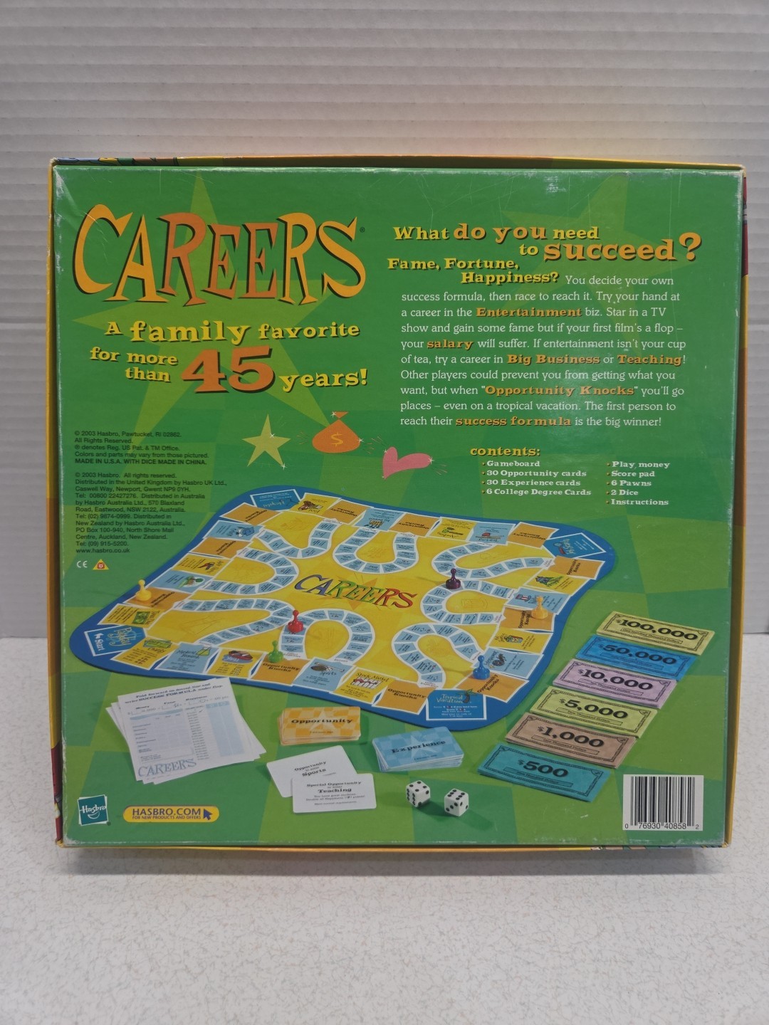 Careers The Classic Board Game of Fame Fortune & Happiness 2003 Family Fun