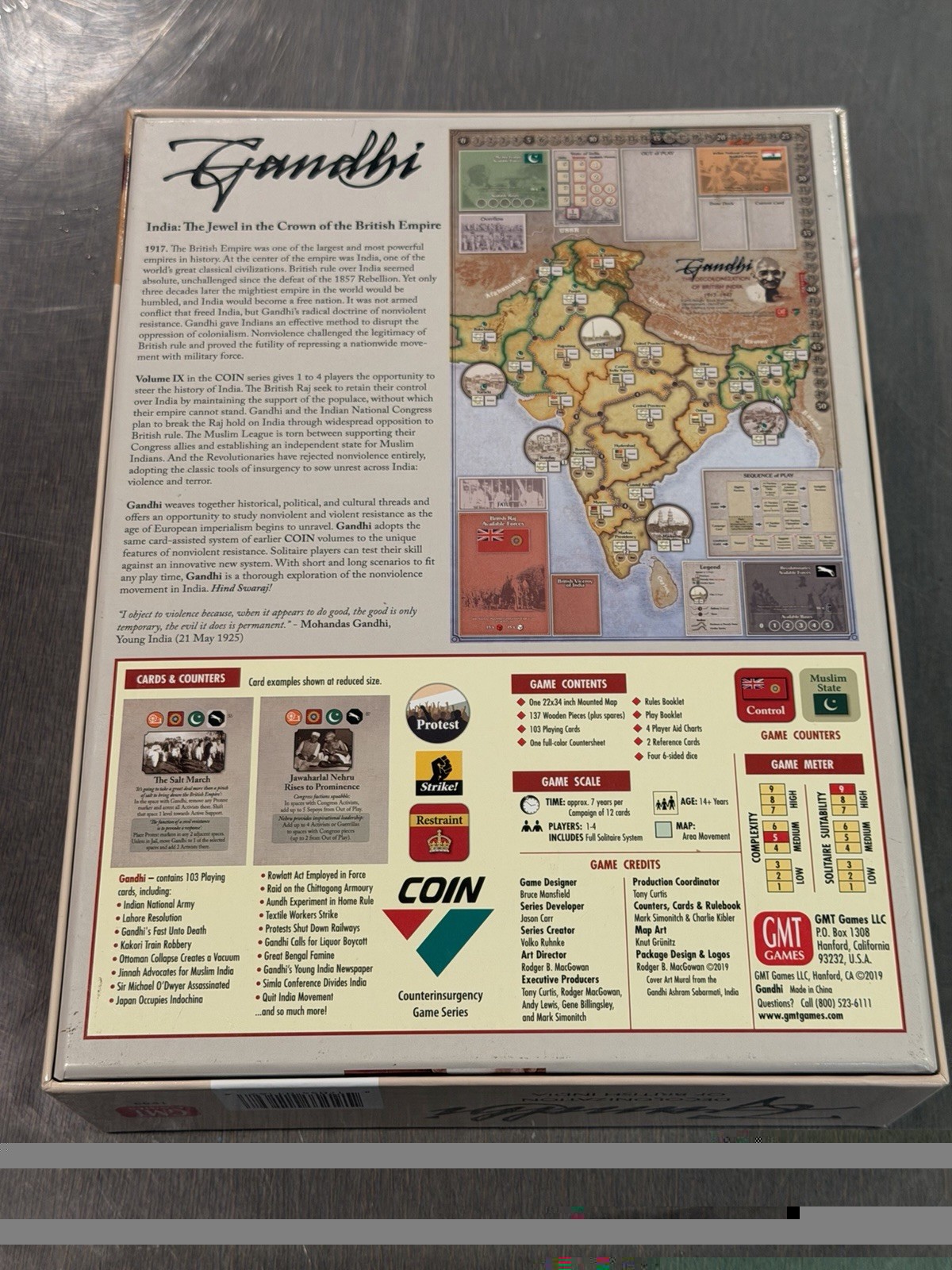 Gandhi The Decolonization of British India 1917-1947 Board Game GMT COIN 2019