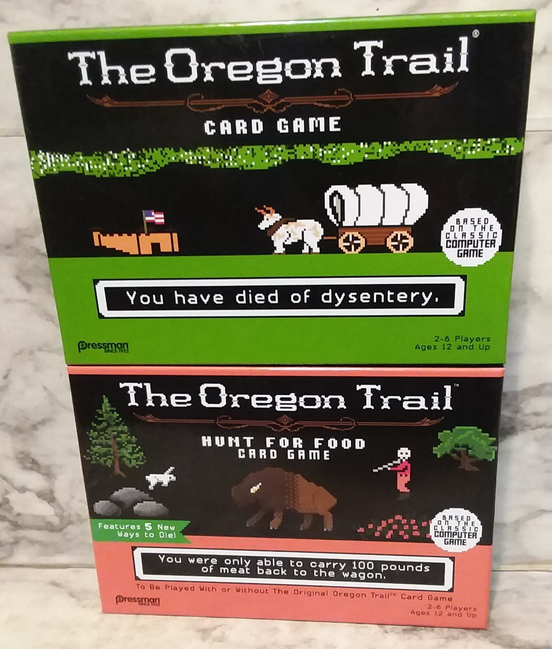 2 THE OREGON TRAIL Card Video Theme Games – Base Game & Hunt for Food – Complete