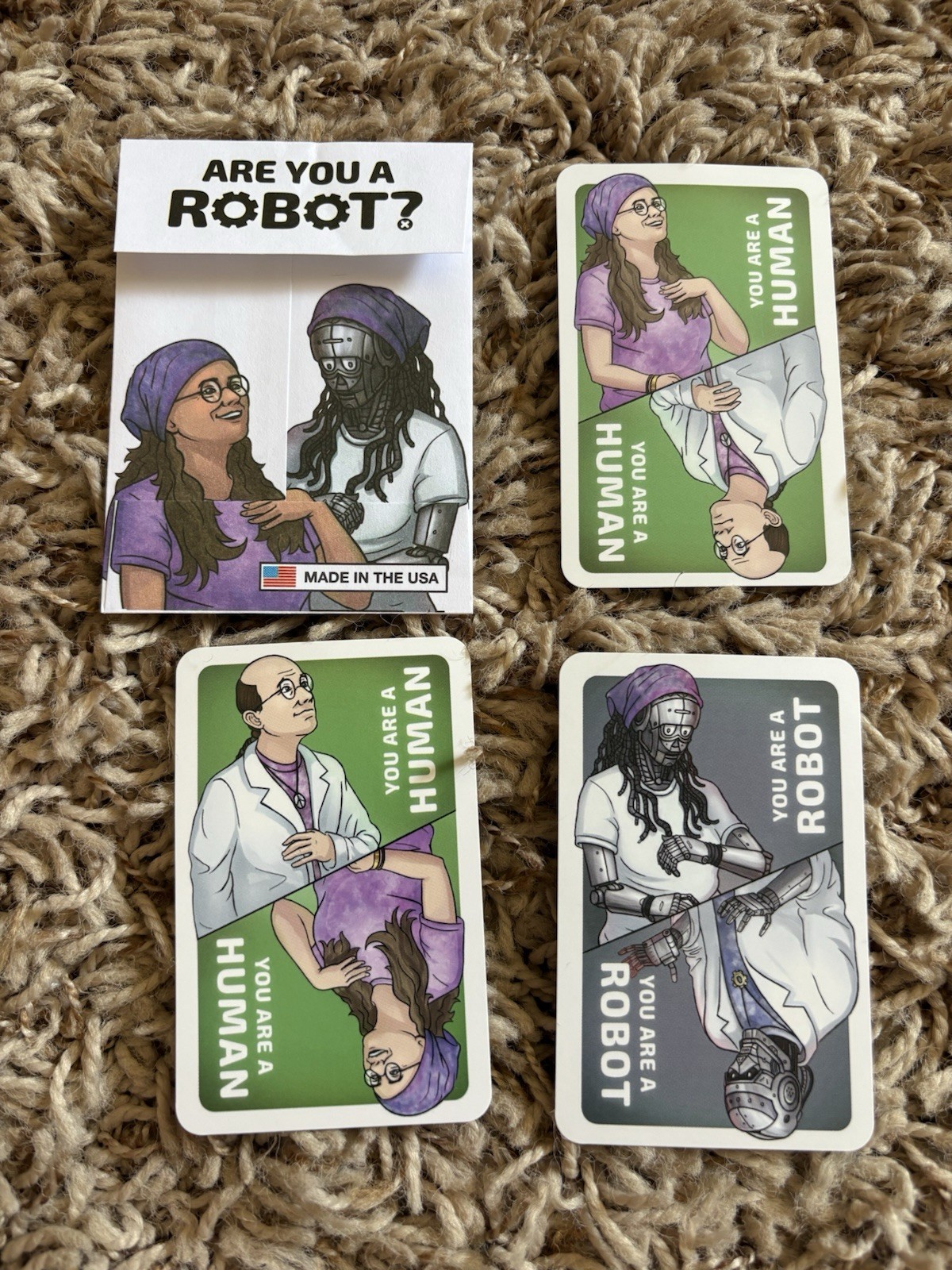 Are You a Robot? A Social Deduction Micro-Game 2-3 Players By Looney Labs