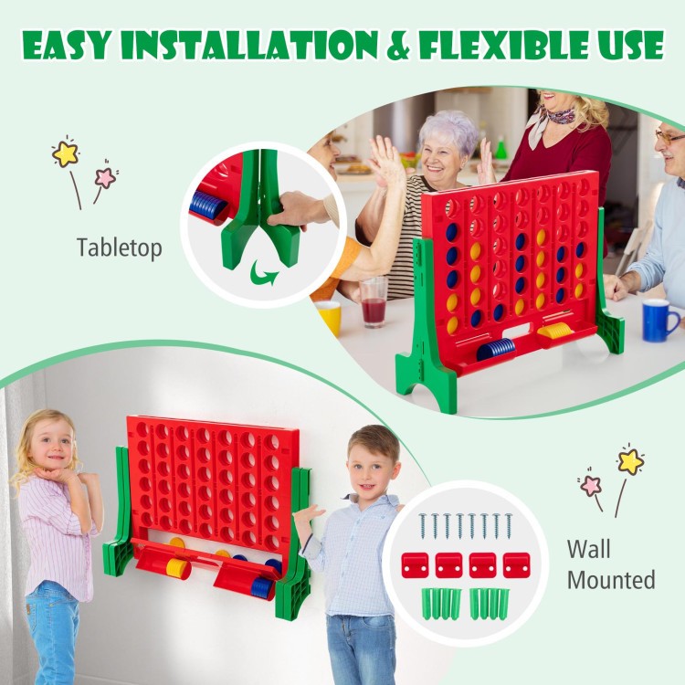 Jumbo 4-to-Score Connect Game Set – Giant Connect Four on Wall or Table with Bag