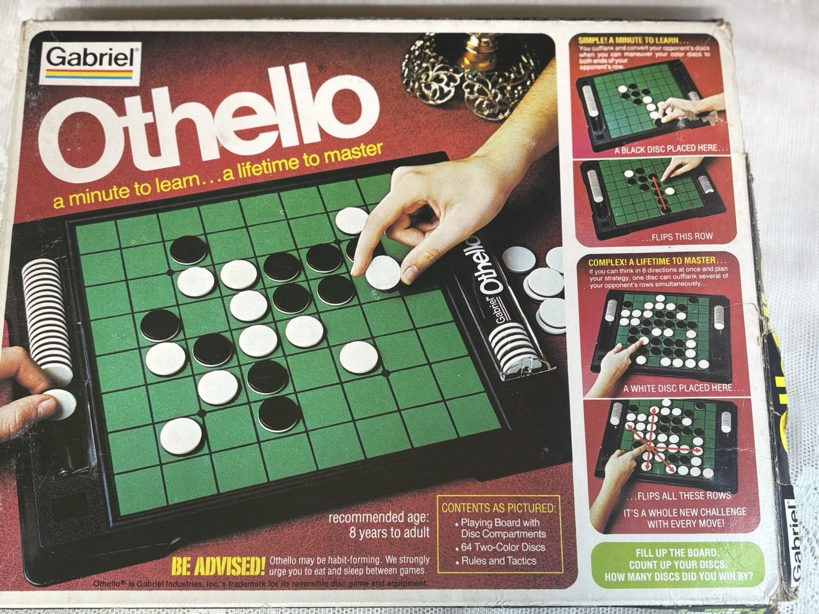 Vtg Othello Board Game Gabriel In Original Box 1978 Replacement Parts 62 Discs