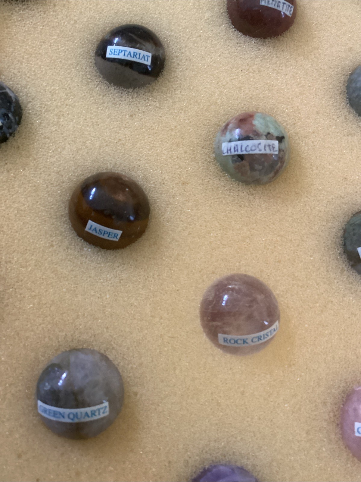 Authentic Models Semi-Precious Solitaire Game 36 Handmade Marbles In Box