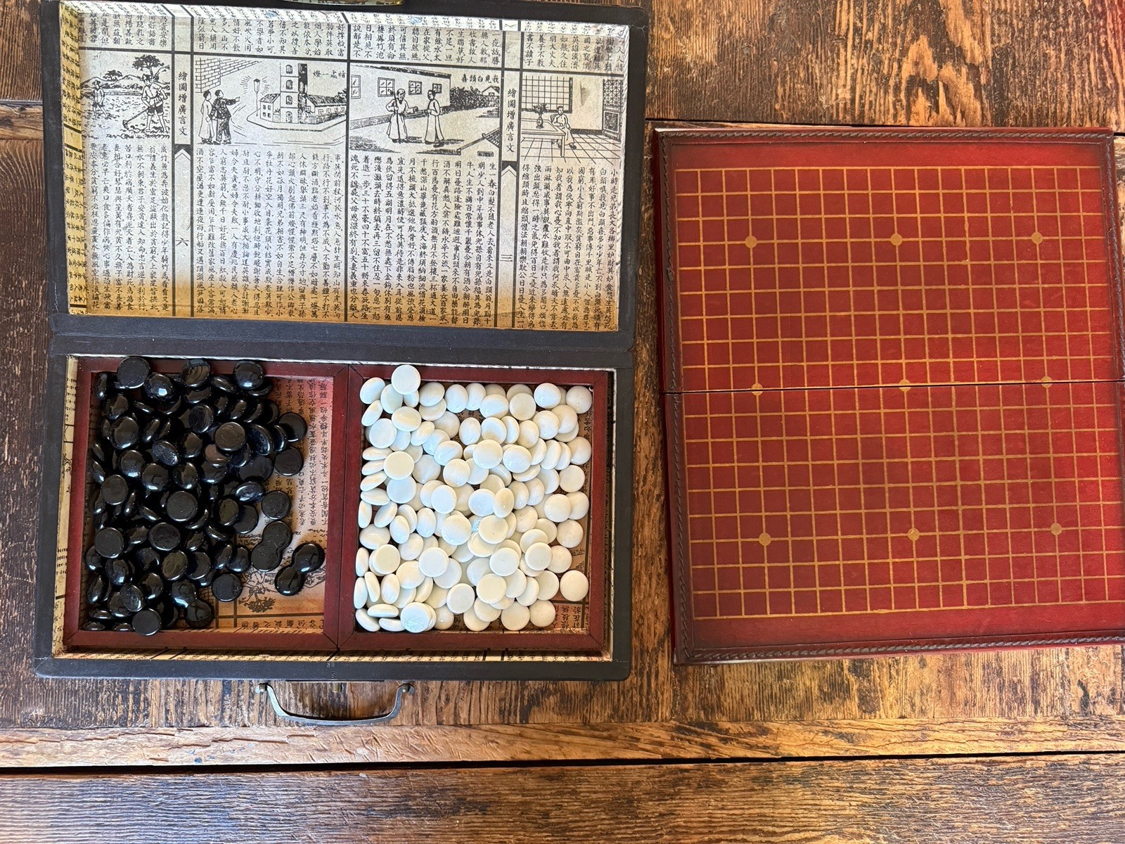 Vintage Japanese Go Game Authentic Dragon Design Heavy Ornate Box Incomplete?