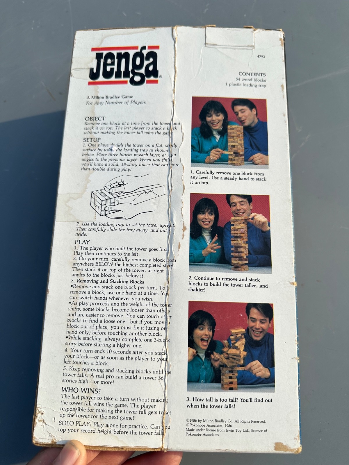 Milton Bradley Jenga Vintage 1986 Classic Wooden Block Game Super Clean Blocks