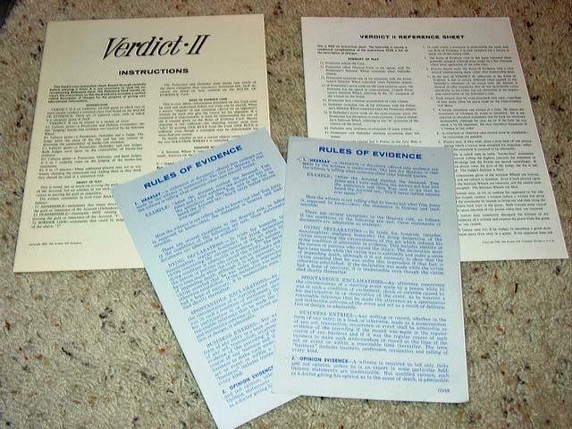 Avalon Hill 1961 : VERDICT II game – Now You are a Lawyer in Courtroom Cases