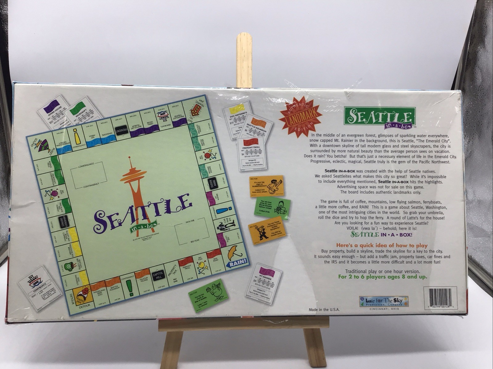 Late for the Sky Boardgame Seattle in a Box (Seattle-Opoly) NEW SEALED FREE SHIP