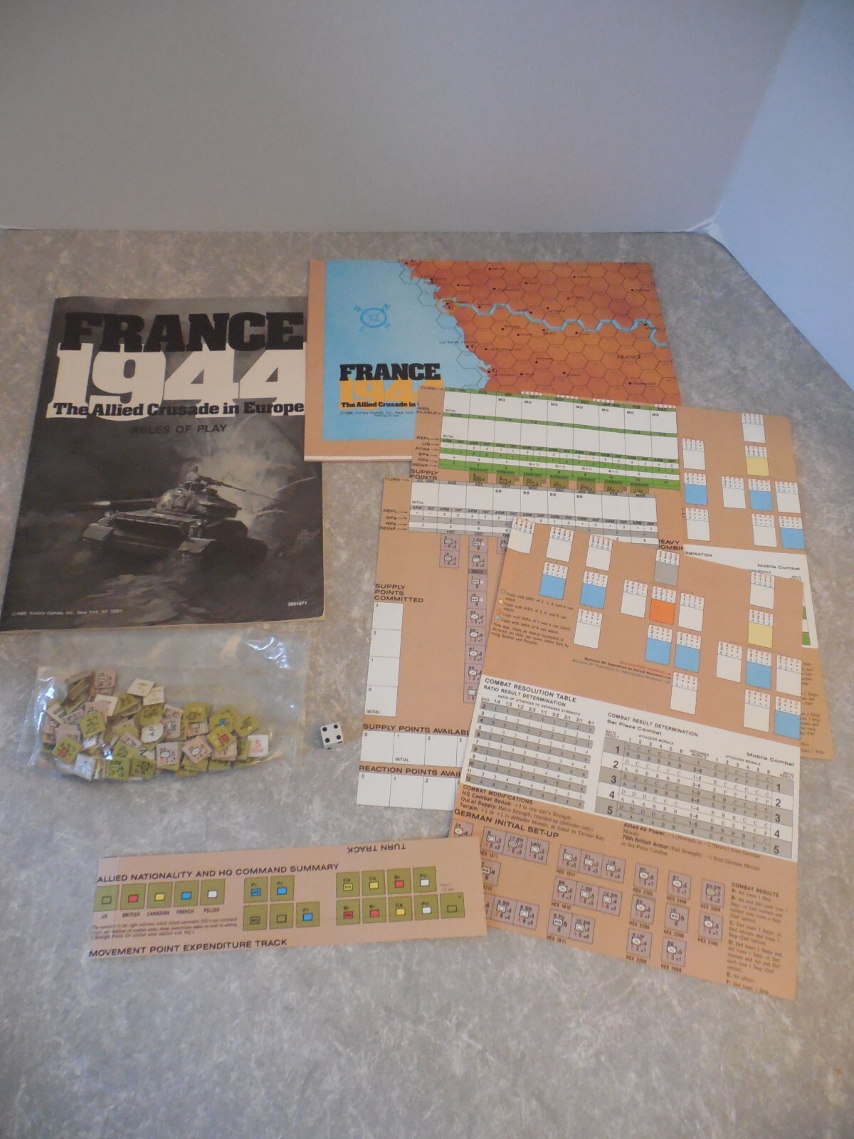 FRANCE 1944: THE ALLIED CRUSADE IN EUROPE, VICTORY GAMES, INC. #30019, 1986 OPEN