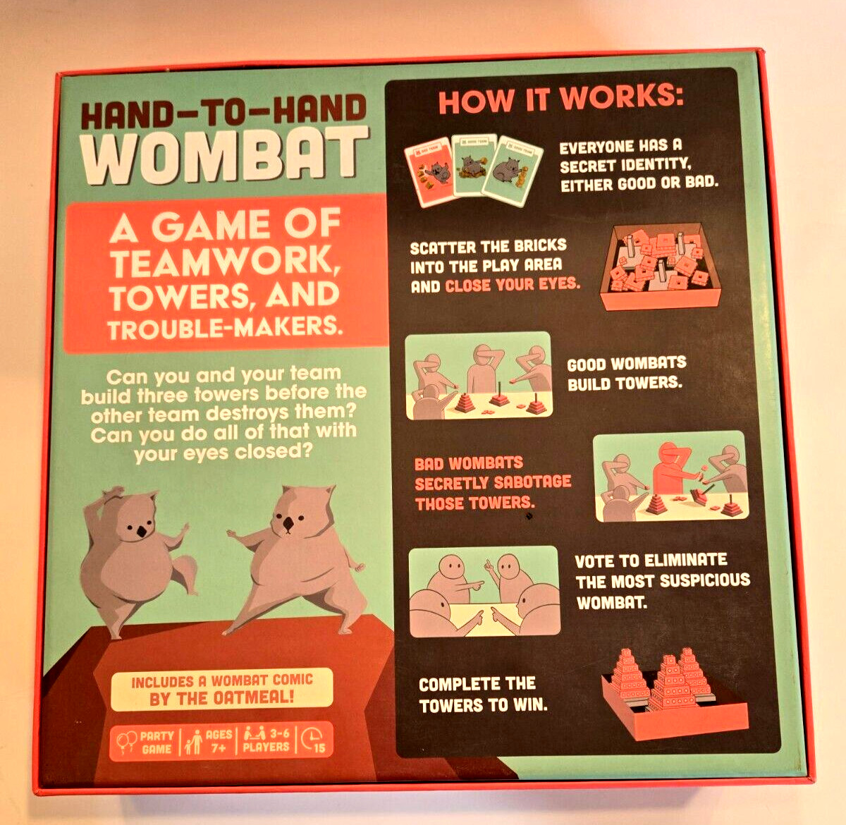 Hand-To-Hand Wombat Party Game by Pressman Ages 7+, 3-6 Players 15 Minutes