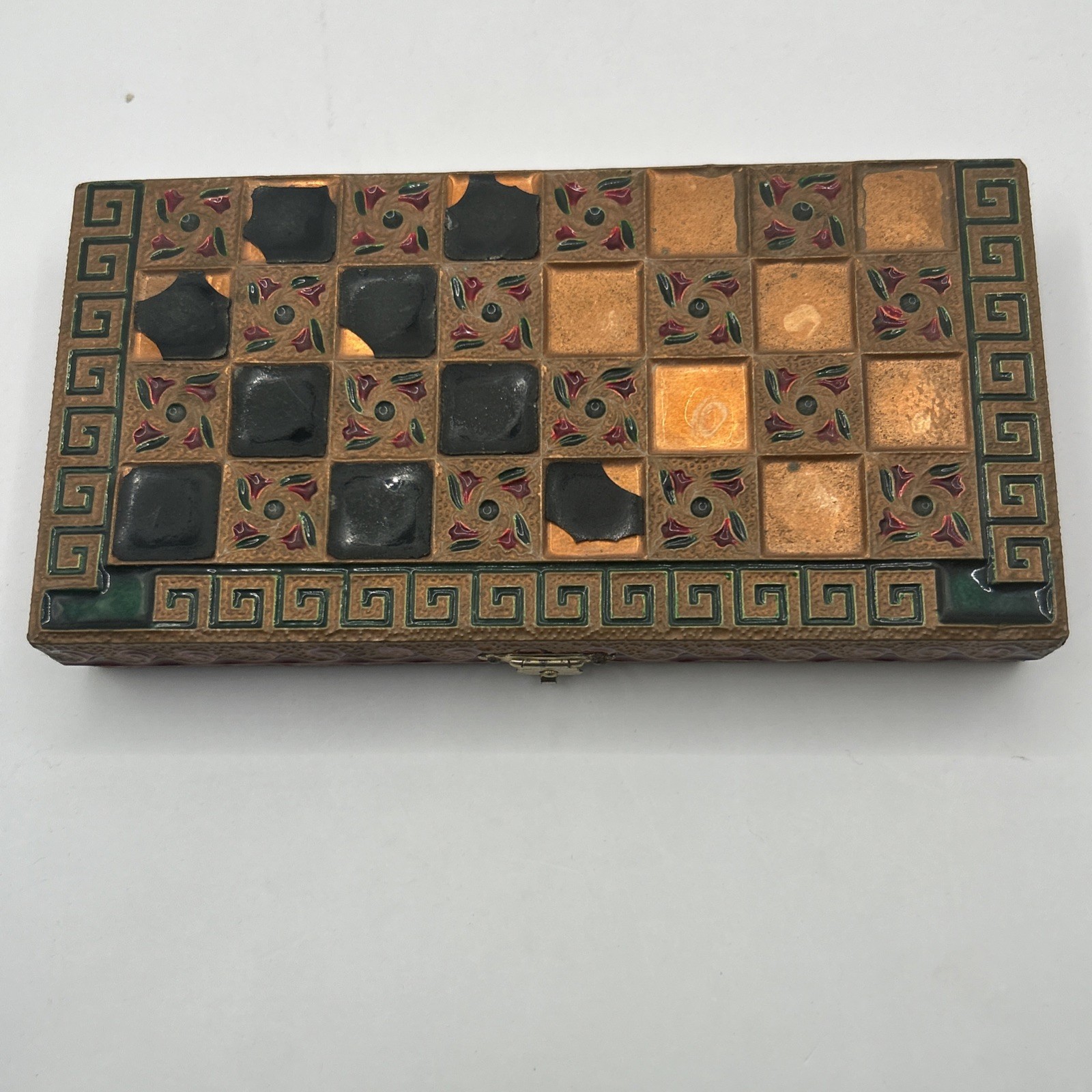 Vintage Ornate Backgammon Set in Decorative Box